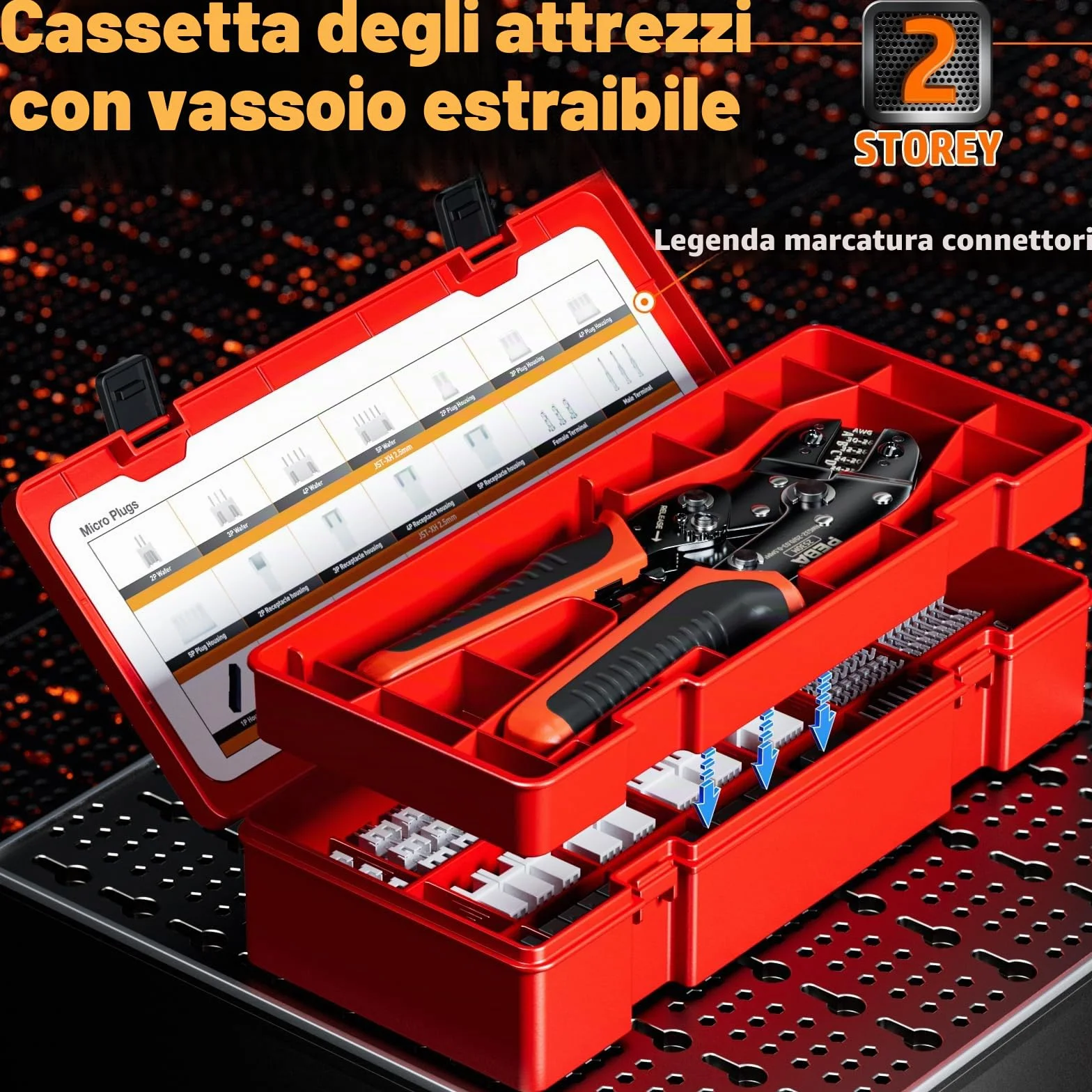 PEBA Set di Pinze Crimpatrici per D upont 2,54 mm Connettori/JST-XH 2,5mm Connettori, Pinza Crimpatrice 0,03-0,5 mm² per D upont 2.54mm,JST-XH/SM/SYP/PH/VH 3,96 mm Connettori, Molex, AMP EI, ecc.