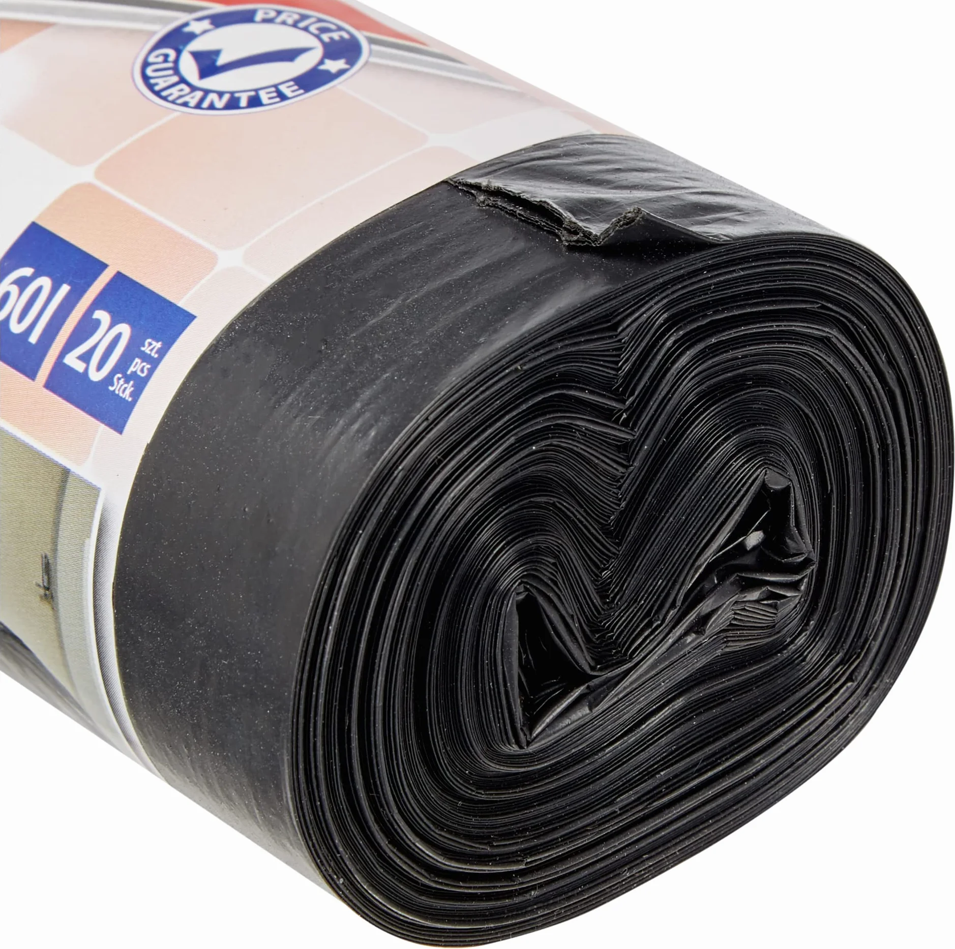 Sacchetti per la spazzatura 60 l 20 pezzi LDPE nero 20 μm