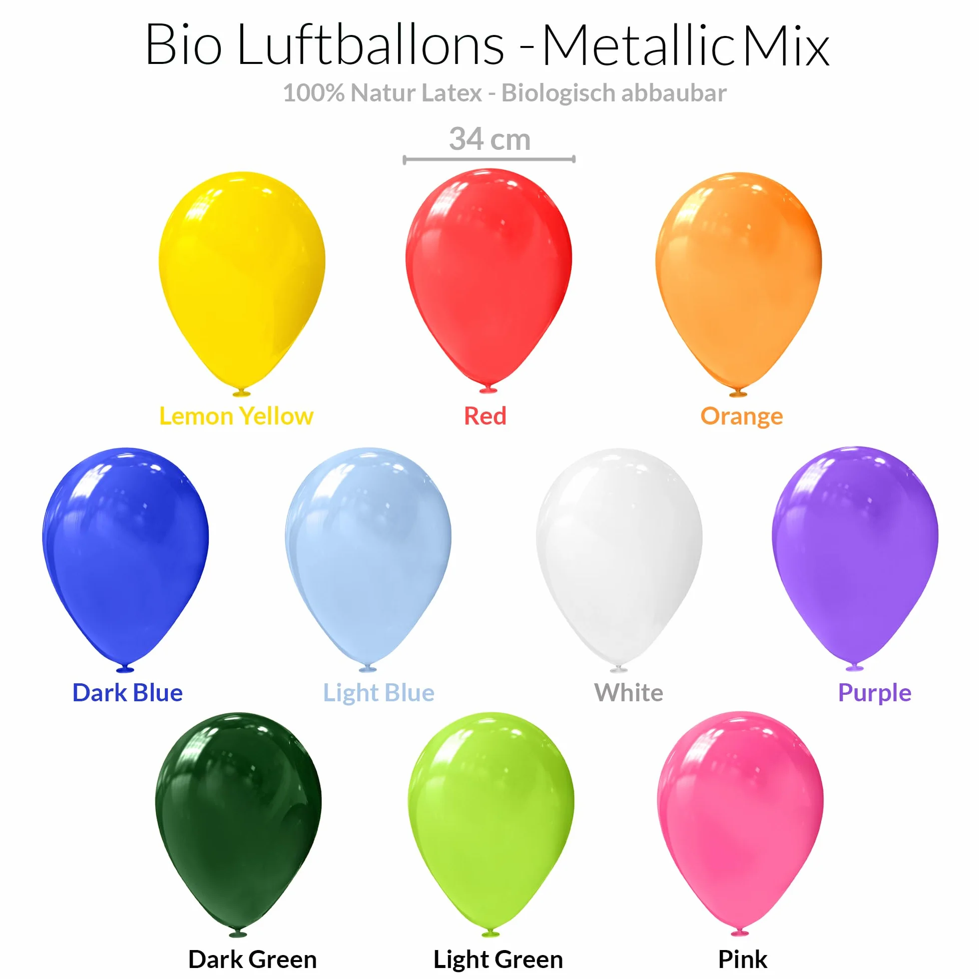 Palloncini Compleanno Metallici 50 Pezzi Ø34 cm Lattice Naturale