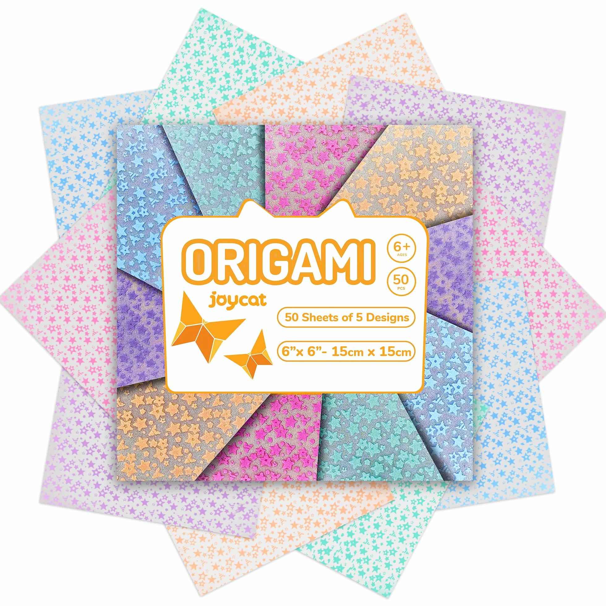 JoyCat Carta per origami che si illumina al buio, toni profondi, 50 fogli, 15,2 x 15,2 cm, luminosa carta fai da te per temi notturni
