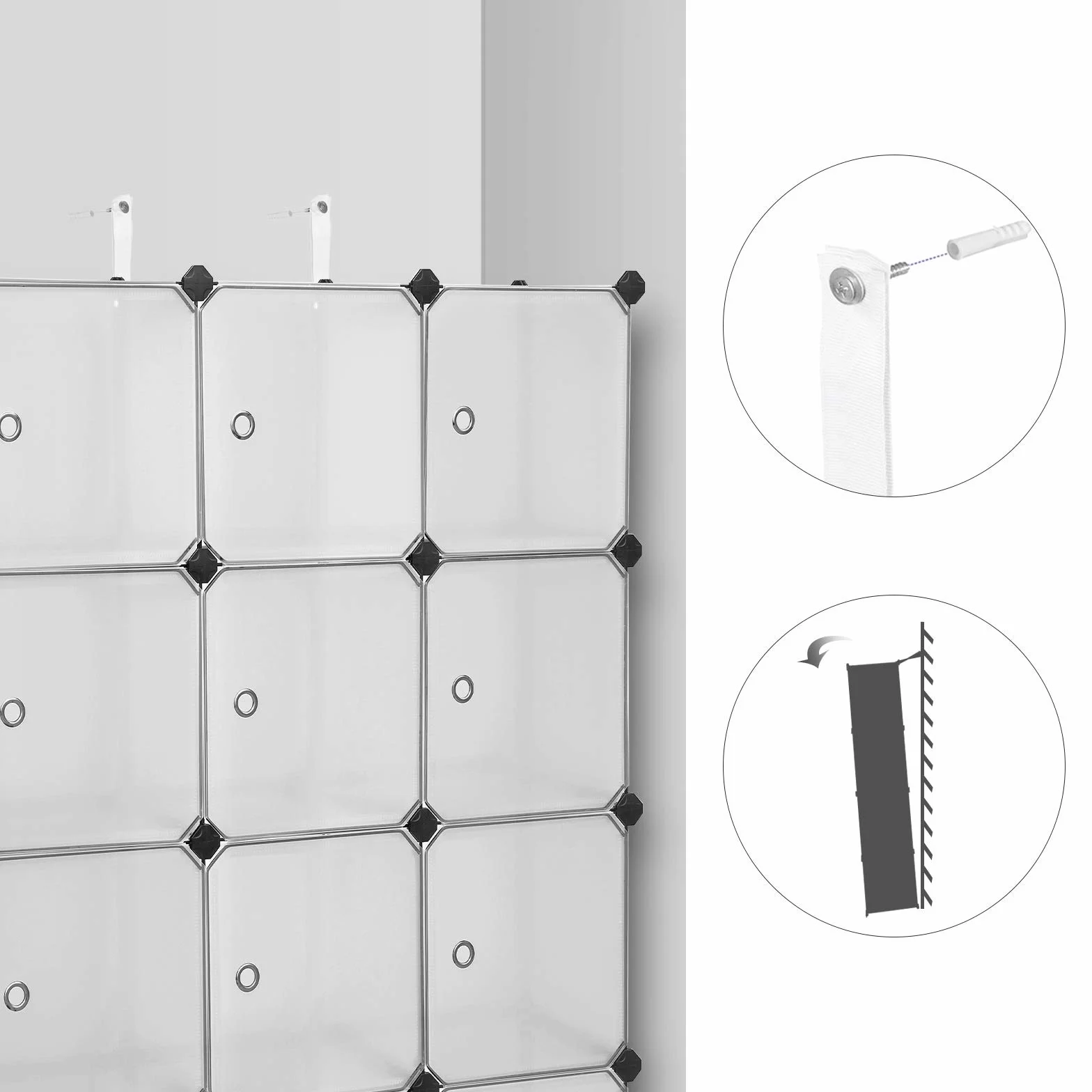 SONGMICS Armadio a 12 Cubi, Portaoggetti Organizzatore, Armadietto Mobiletto con Ante, per Abiti Scarpe Libri, Facile da Assemblare, Bianco LPC342W01