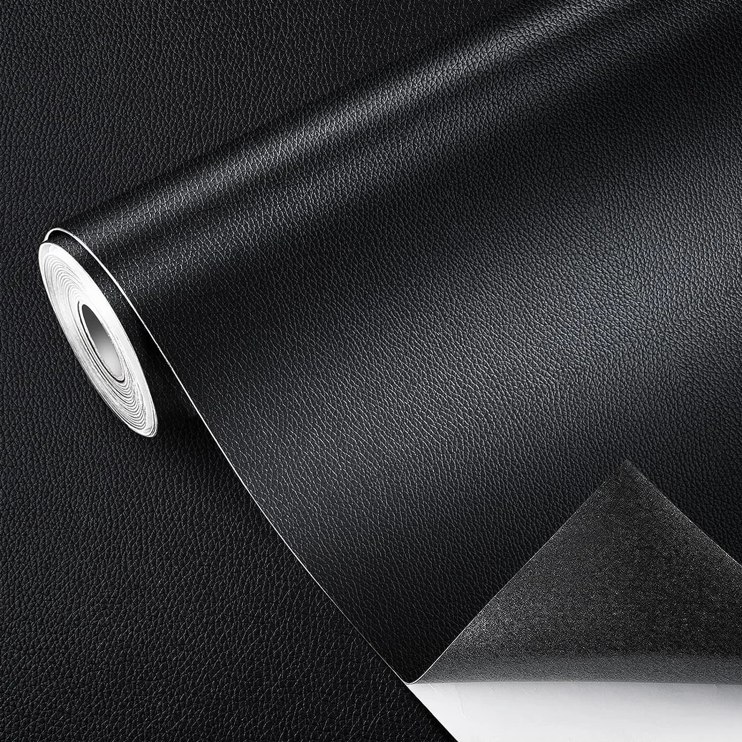 43x300cm Pelle Adesiva per Riparazioni Patch in PU Pelle per Divano, Sedile Auto, Mobili, Borsa, Tappezzeria Nero