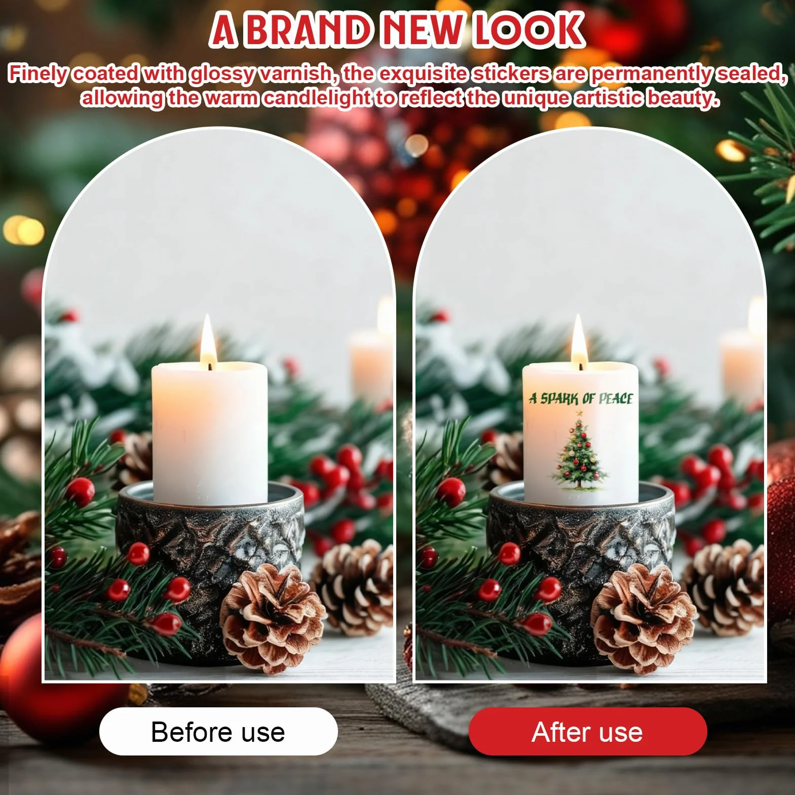 Vernidas Lucido Trasparente, Vernice Trasparente, Vernice Finale Lucida, Candele Vernice con Candle Stickers Natalizi, Impermeabile, Asciugatura Rapida, Migliora la Vivacità del Colore, 200ml