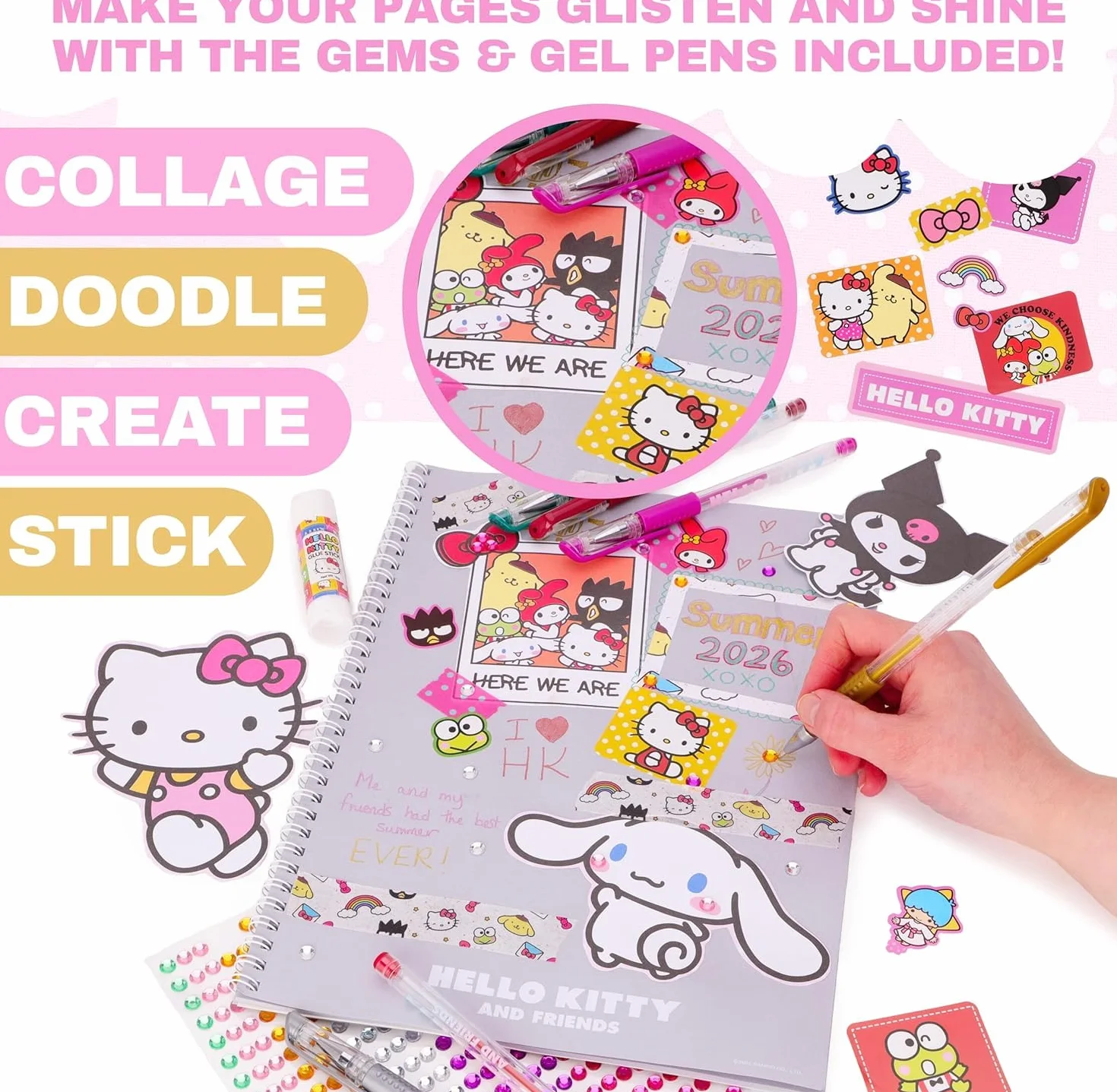 Toyland® Hello Kitty Scrapbook Set - Kit di attività creative da 520 pezzi con regalo a sorpresa incluso - Scrapbooking fai da te per bambini dai 3 anni in su