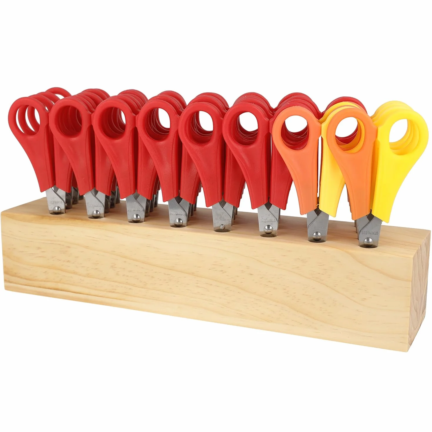 Westcott Forbici per bambini 32 pezzi in blocco di legno | Forbici con scala integrata da 5 cm | Forbici da bricolage 13 cm (5") ideali per le mani dei bambini | Punta arrotondata | 112TidyC 00