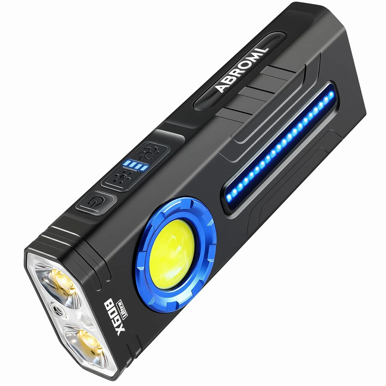 T9 PRO X608 Ultra- Torcia ricaricabile magnetica, 2800 lumen, con clip a LED, con luci RGB e UV, torcia tascabile per lavoro in campeggio