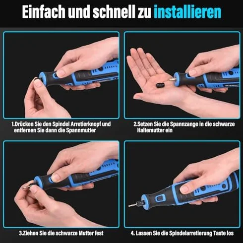 Mini Trapano Elettrico 8V 2.0Ah Rotante Multifunzione 30000 giri/min 135 Accessori LED
