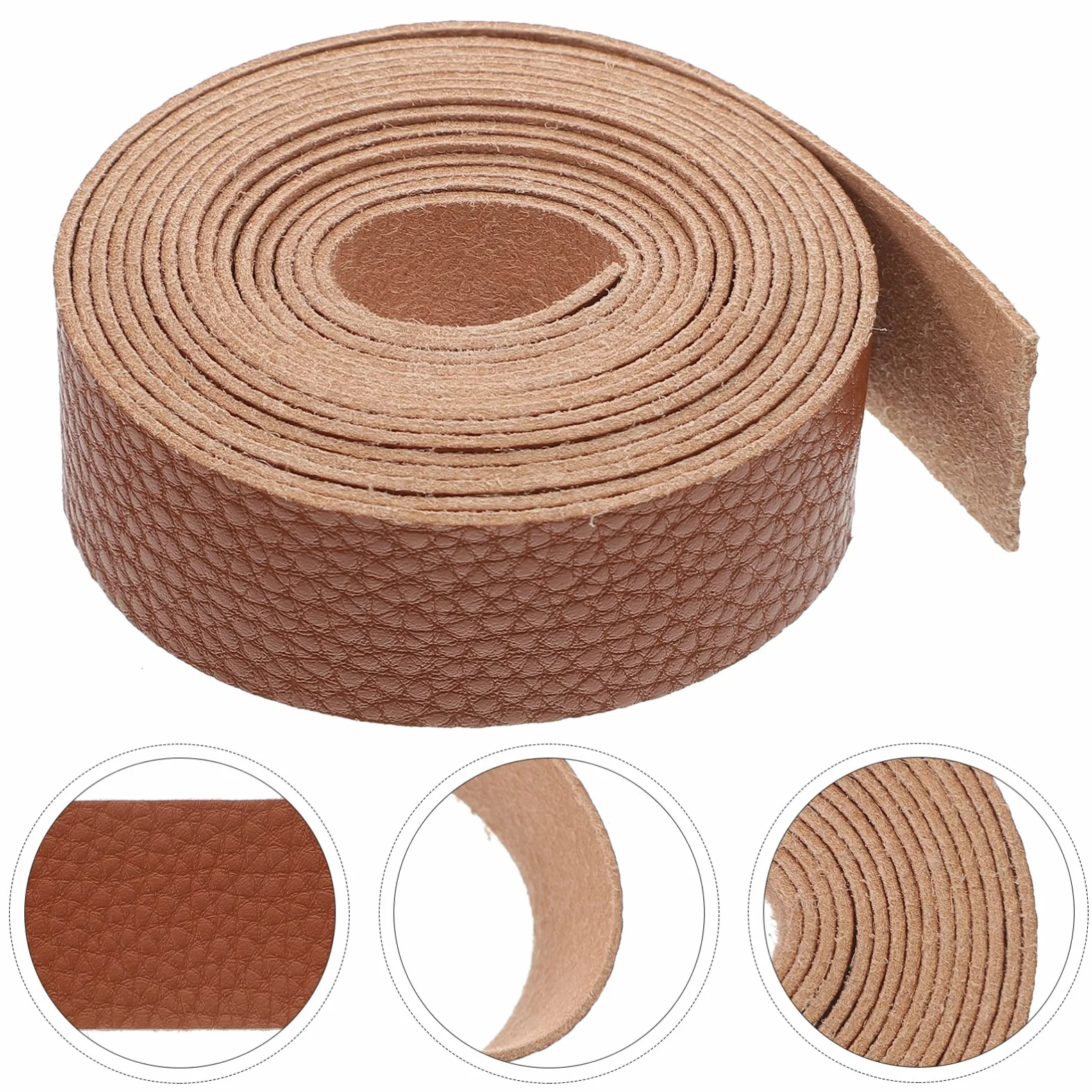 Pelle Pu Marrone Trama Litchi Striscia per Bricolage Tagliabile
