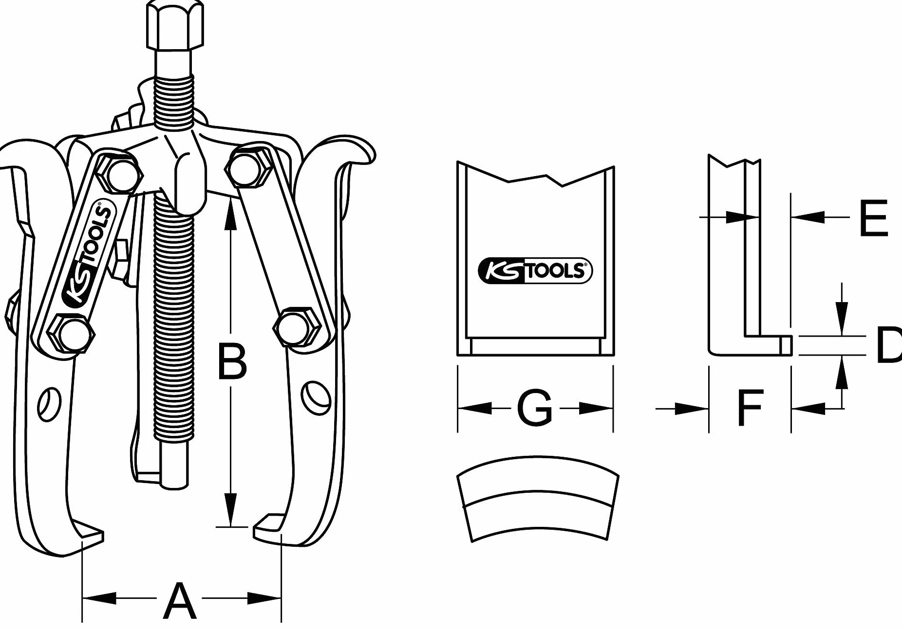 KS Tools 700.1120 Estrattore Universale a 2 e 3 Bracci, 70 mm