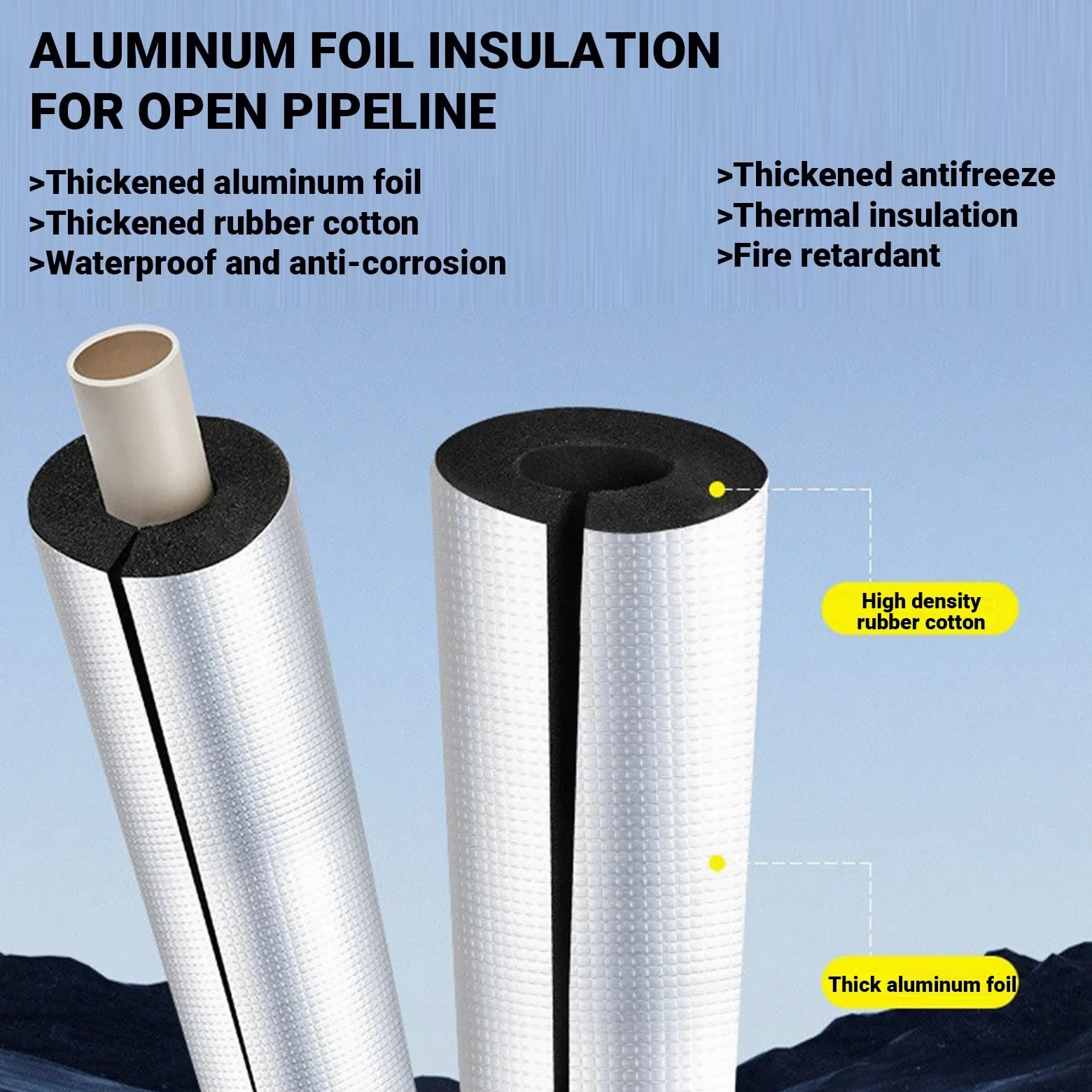 Coperture per tubi in schiuma, pre fessura e bordo adesivo autosigillante, coperture per tubi cavi, nastro isolante in schiuma per protezione invernale dal gelo per tubi dell'acqua fredda e calda, 95