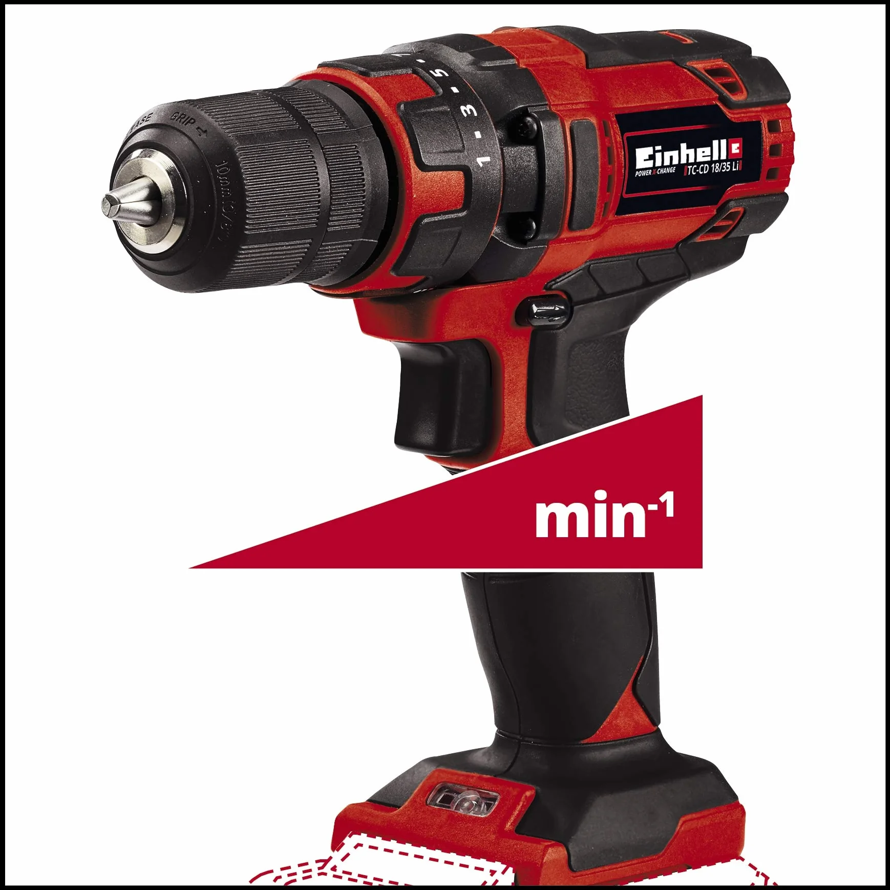 Einhell TC-CD 18/35 Li-Solo Trapano avvitatore a batteria (giri al min. 0-550, torsione 35 Nm, senza batteria e caricabatteria)