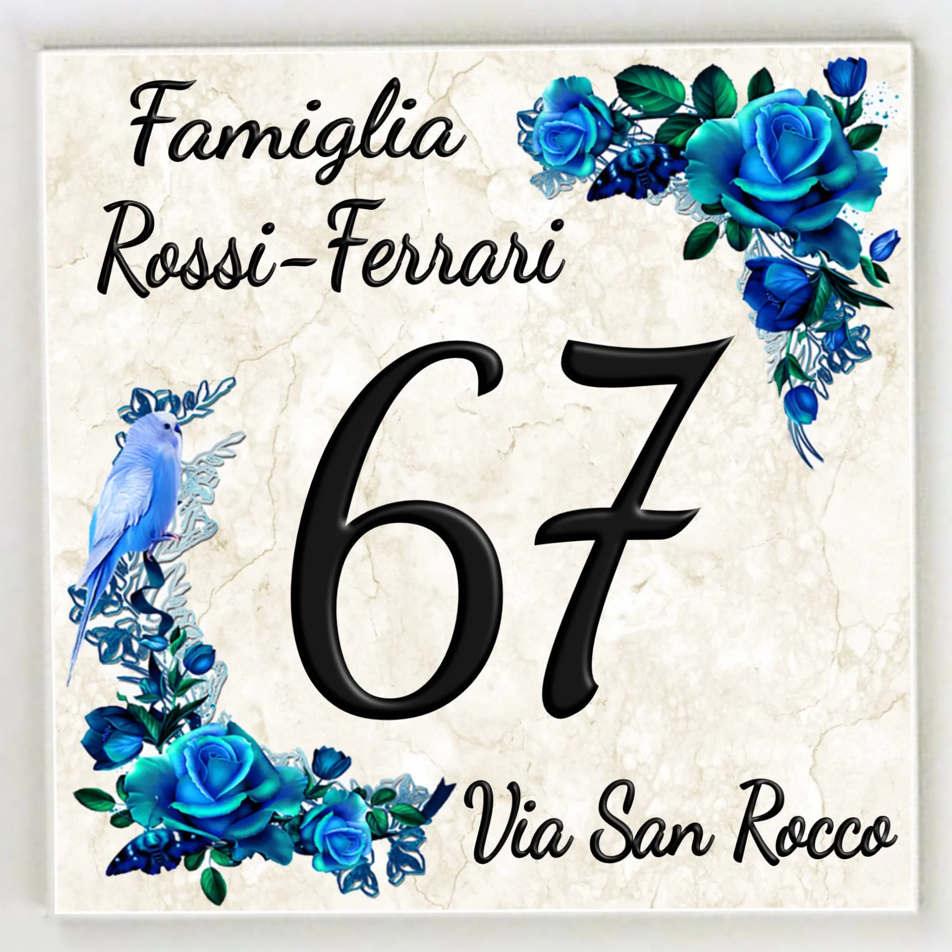 Targa Decorativa Personalizzabile in Ceramica 15x15cm 20x20cm Numero Civico Moderno