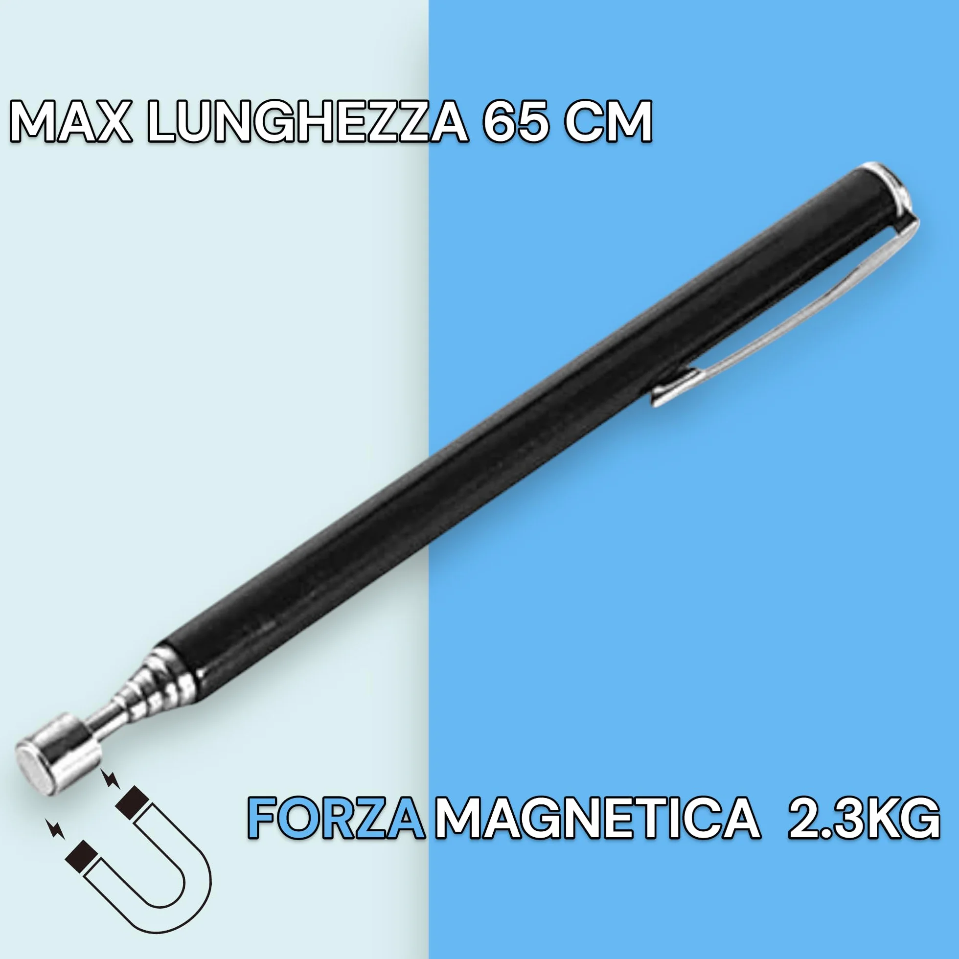 Calamita Telescopica Penna Calamita da 13 a 65cm Portatile Strumento di Prelievo Magnetico Telescopico per Trovare Bulloni, Dadi, Viti, Pezzi di Metallo 2.3 KG