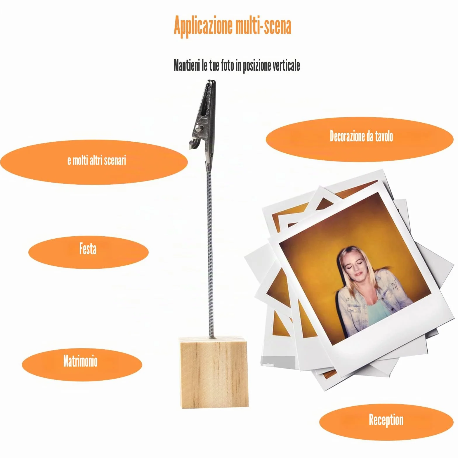 20 Pezzi Portafoto con Mollette Clip Portafoto Porta Memo Porta Segnaposto Clip e Base in Pino Per Feste Negozio di Ristoranti Cartellino Prezzi Numero di Tavolo