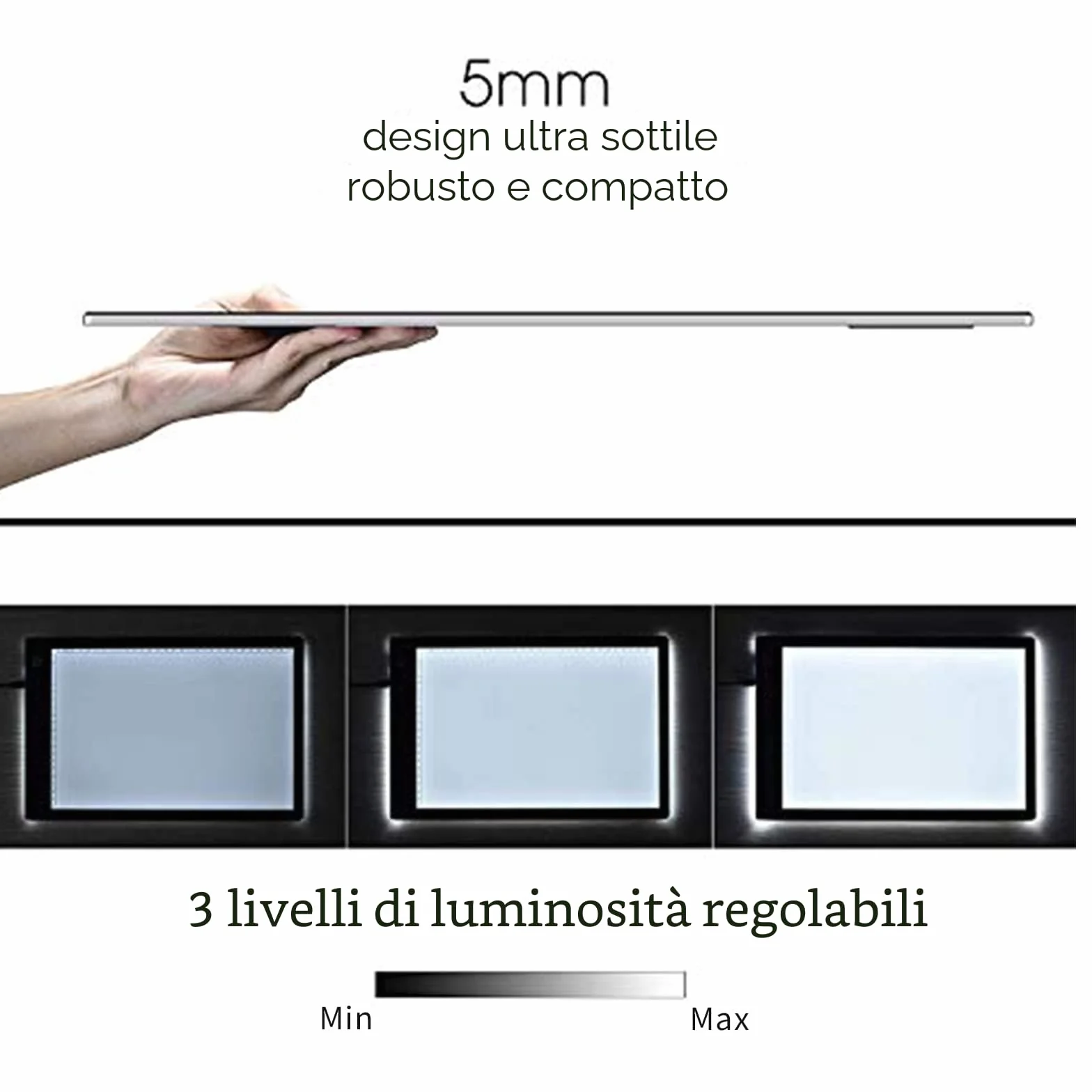A4 LED Copy Board Super Thin Light Box Drawing Pad Tracing Table USB Cable with Brightness Adjustable for Artists, Animation,Drawing, Sketching, Animation, X-ray Viewing（Senza penna）