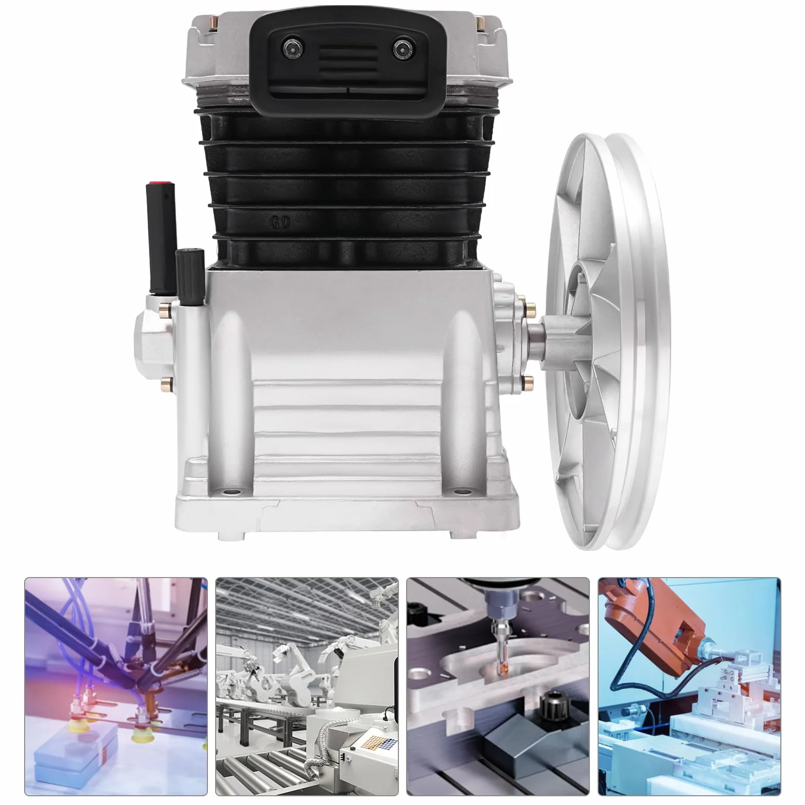 Compressore d'aria da 10 bar, 3 HP, testa della pompa, compressore a pistone con puleggia a 2 cilindri, 2065-420L, a basso rumore, 960 giri/min, cilindro, pistone, stile compressore d'aria, testa