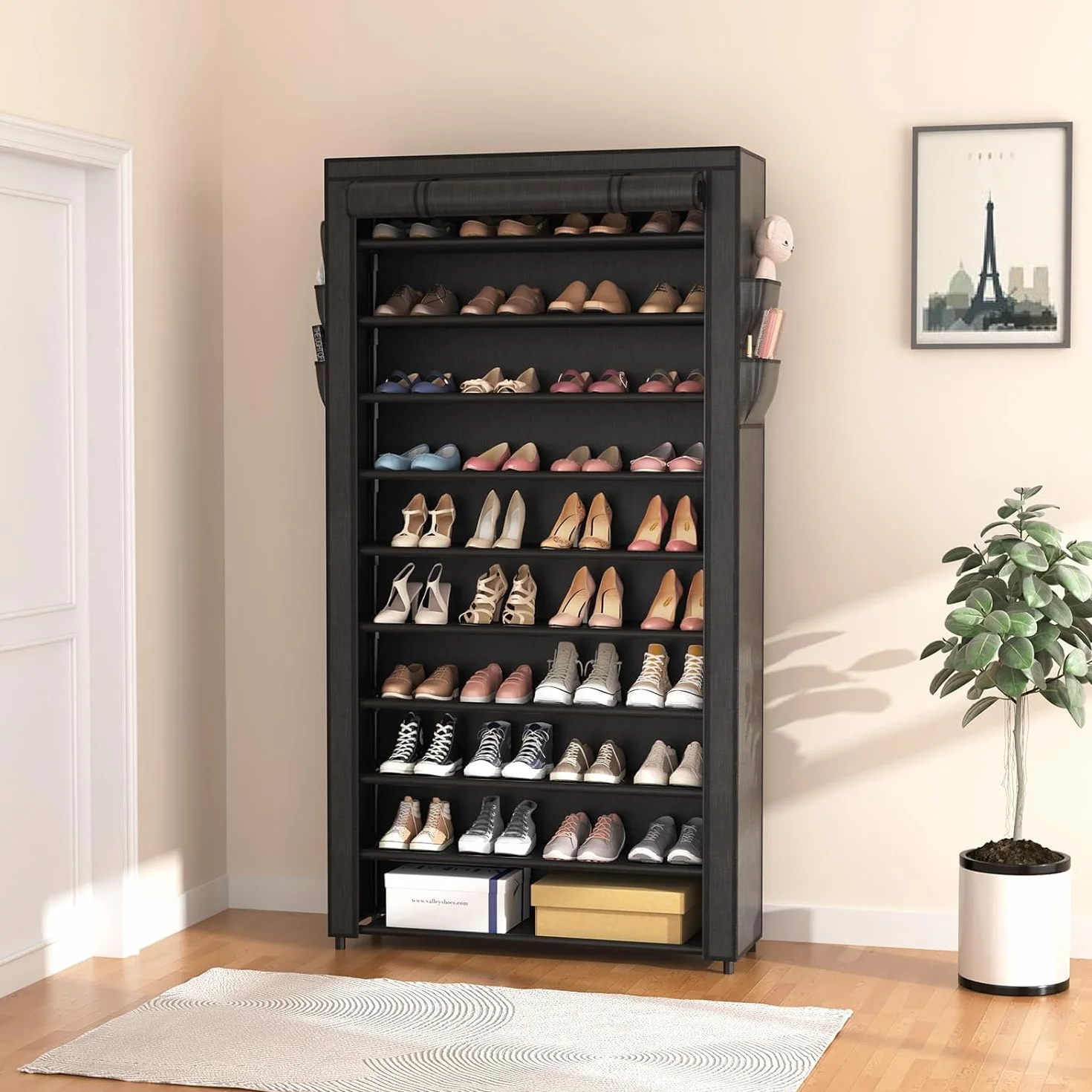 Vicye Scarpiera di Tessuto a 11 Ripiani, Scarpiera Migliorare l'utilizzo dello spazio da Ingresso, Scaffale Portascarpe con Copertura di Tessuto, per Scarpe da Ginnastica, Tacchi Alti, Ciabatte