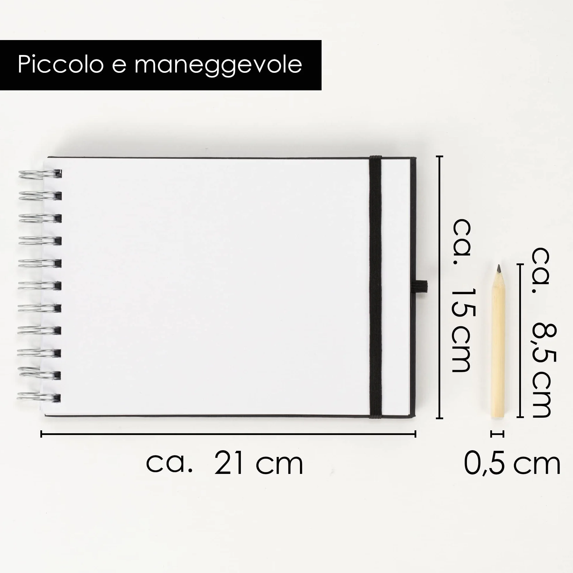 OfficeTree Taccuino per schizzi, formato A5, con rilegatura a spirale, formato orizzontale, 96 pagine, 48 fogli, formato A4, 200 g, carta bianca vergine, libretto di schizzi acquerello, matita inclusa