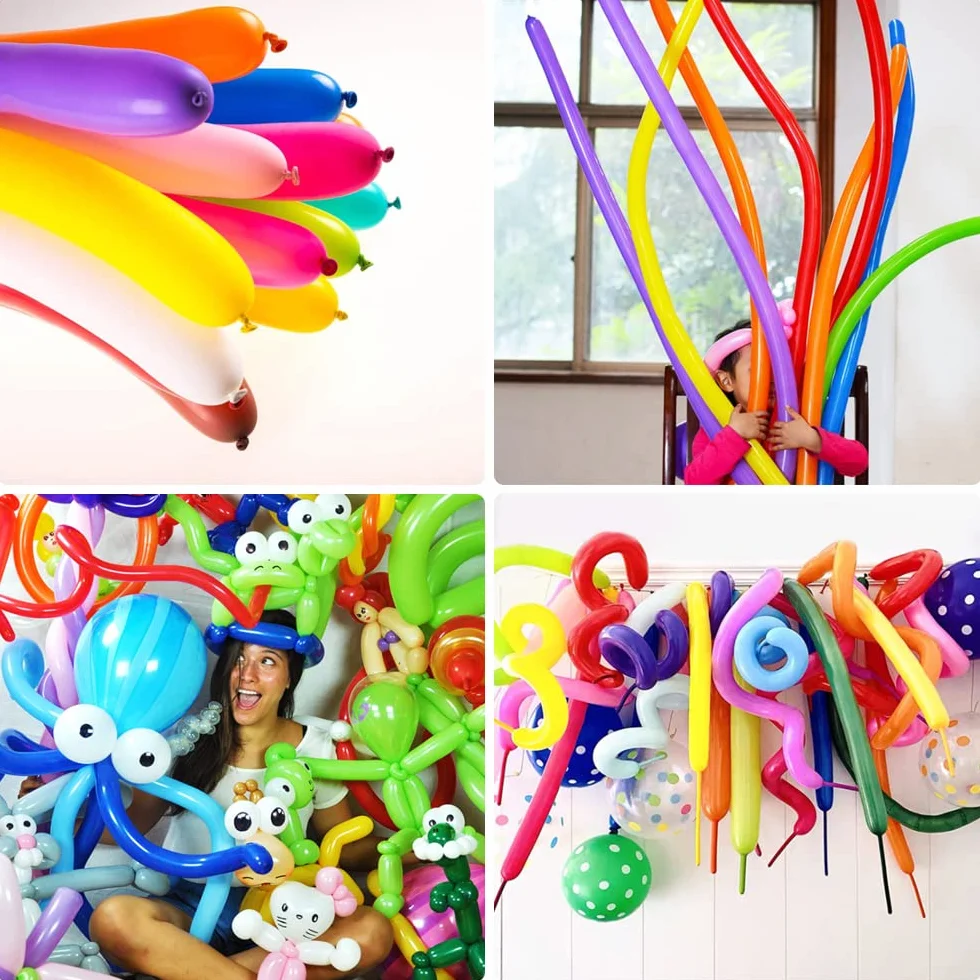 Palloncini Modellabili 200 Pezzi, Palloncini Lattice Lunghi Magici con Pompa per Feste Compleanni Matrimoni