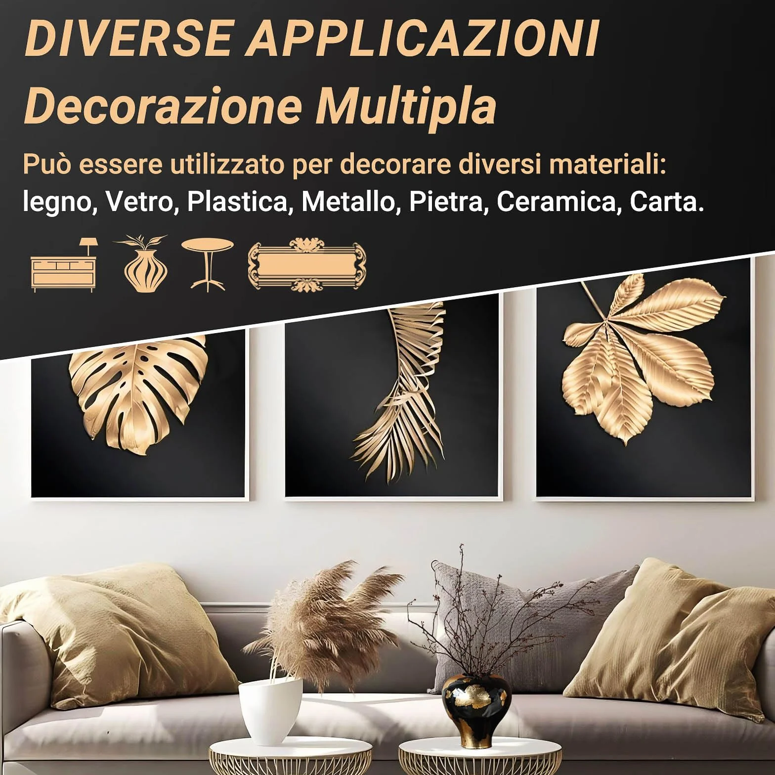 100ml Base d'Acqua Adesivo per Doratura e 100ml Vernice Protettiva, Foglia d'Oro e Champagne Oro Dorazione Kit, Mobili e Decorazione Artigianale, Pittura d'Arte, DIY Pittura Decorativa