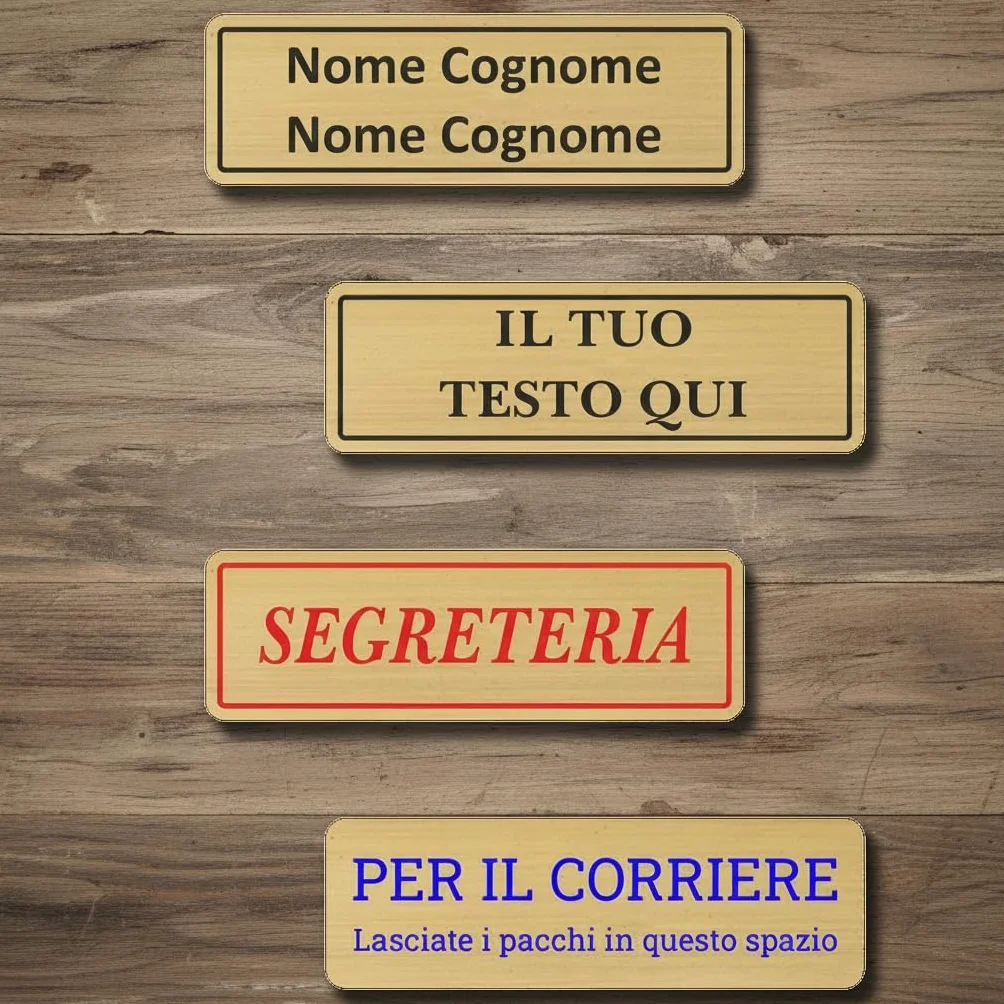 Targhetta Ottone Posta Personalizzata | Targa Cassette Postali Adesiva – Targa per Posta Casa/Ufficio – Montaggio Facile, Alta Durabilità Esterno Interno (Ottone Satinato 1mm, Misura 70x20mm)