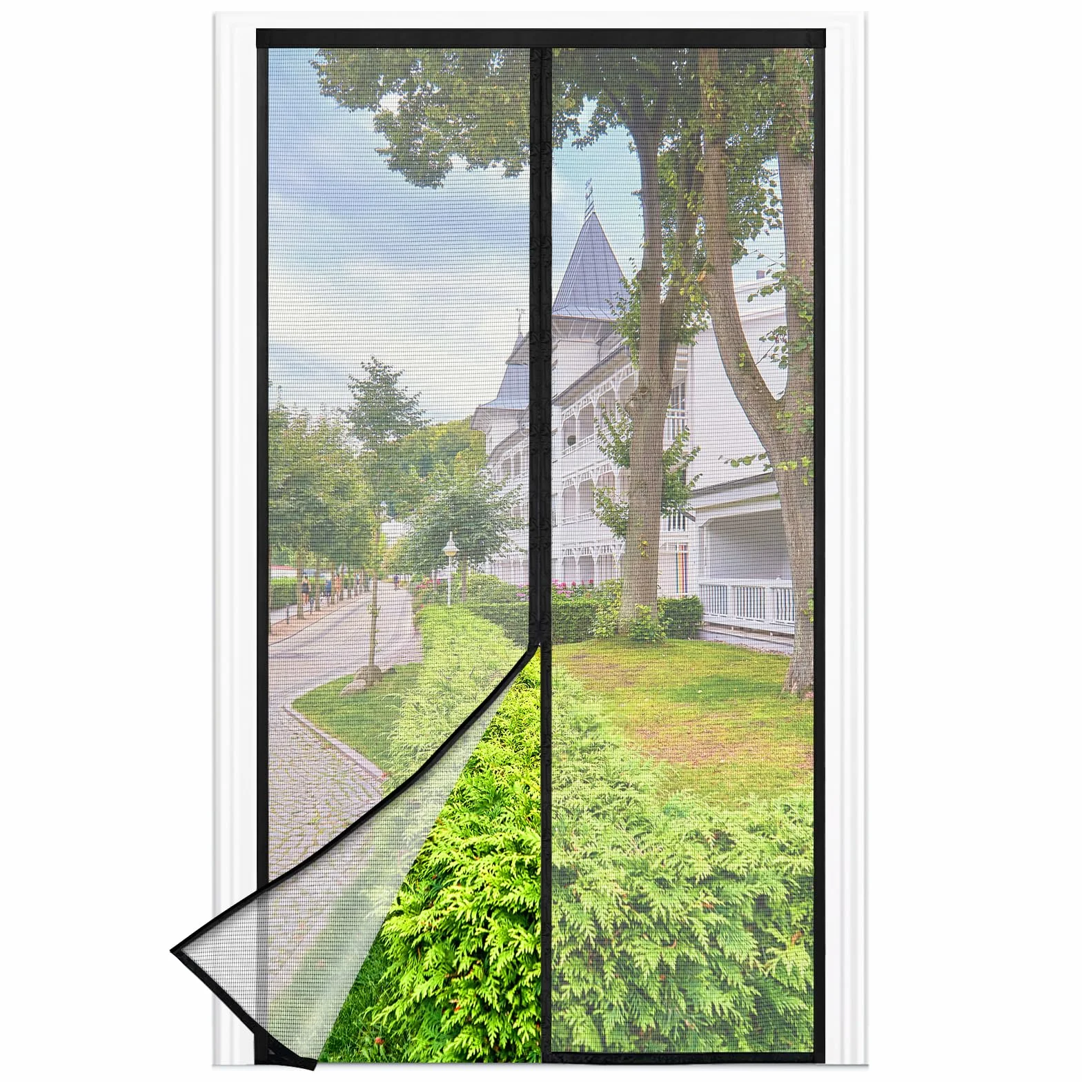 Zanzariera Magnetica - 100 x 240 CM Rete Fine - NERO, Zanzariera Porta Finestra Superiore Aumentato a 3,8 cm, si Chiude da Sola, Mantiene l'aria Fresca