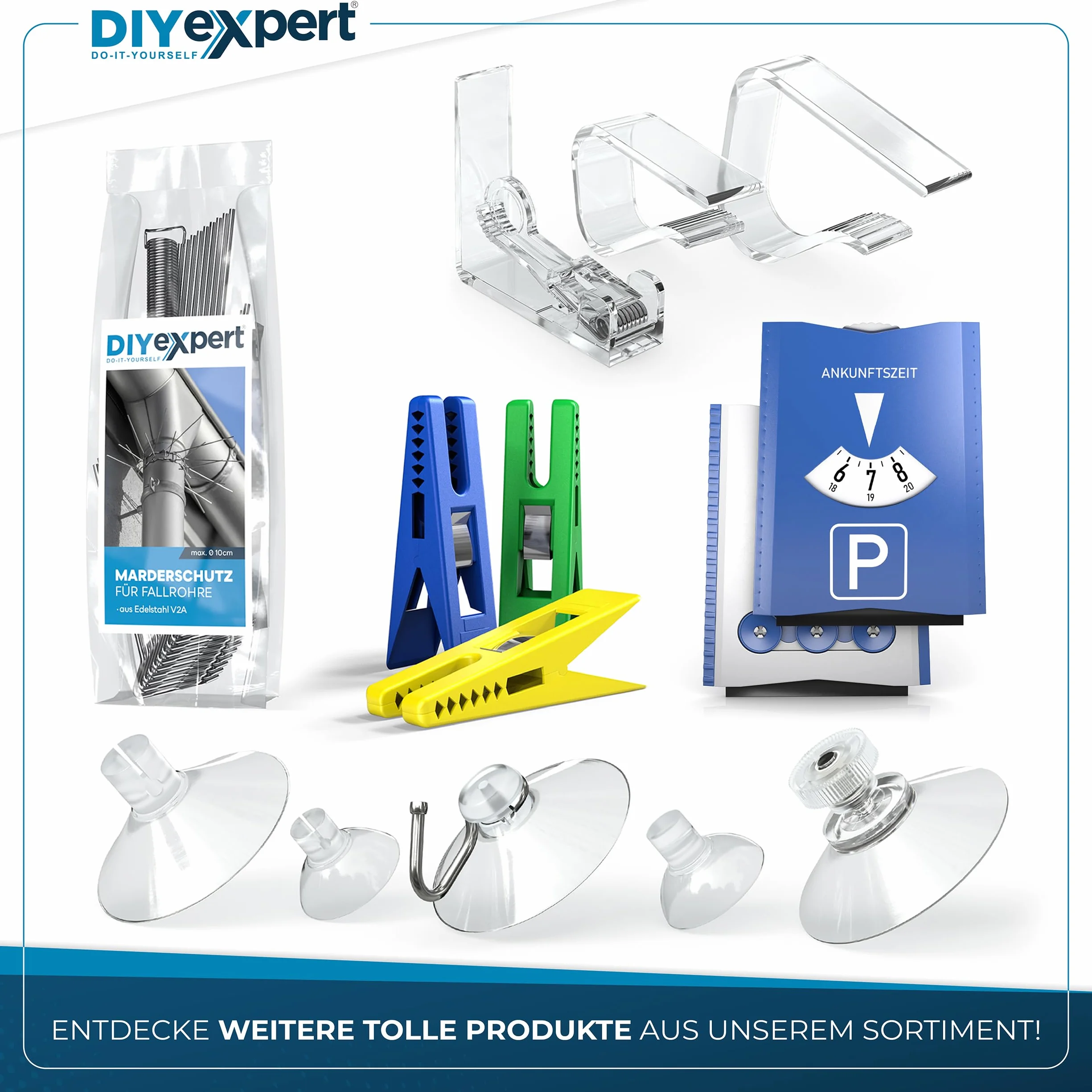 DIYexpert Gancio da soffitto autoadesivo | Made in Germany | [con gancio] [4 pezzi] | Gancio adesivo per soffitto extra forte | Gancio da parete senza fori