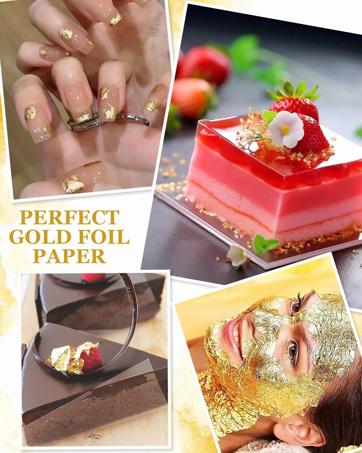 DAFNE 10 fogli di foglia d'oro 24K commestibile - foglia d'oro autentica, adatta per dolci, decorazioni di torte, pasticcini e cioccolatini - foglia d'oro per uso alimentare, adatta per creazioni