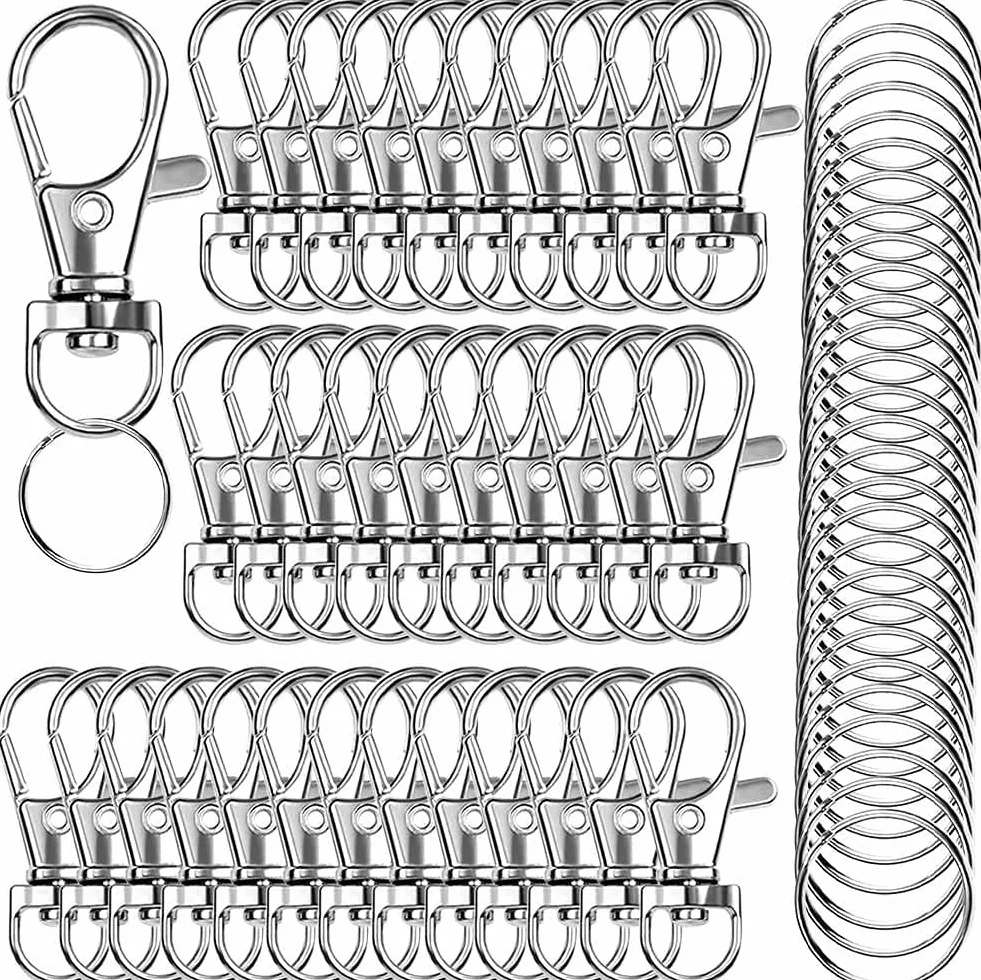 Girevole Cordino Snap Hook Con Portachiavi, Ganci in Metallo 100PCS