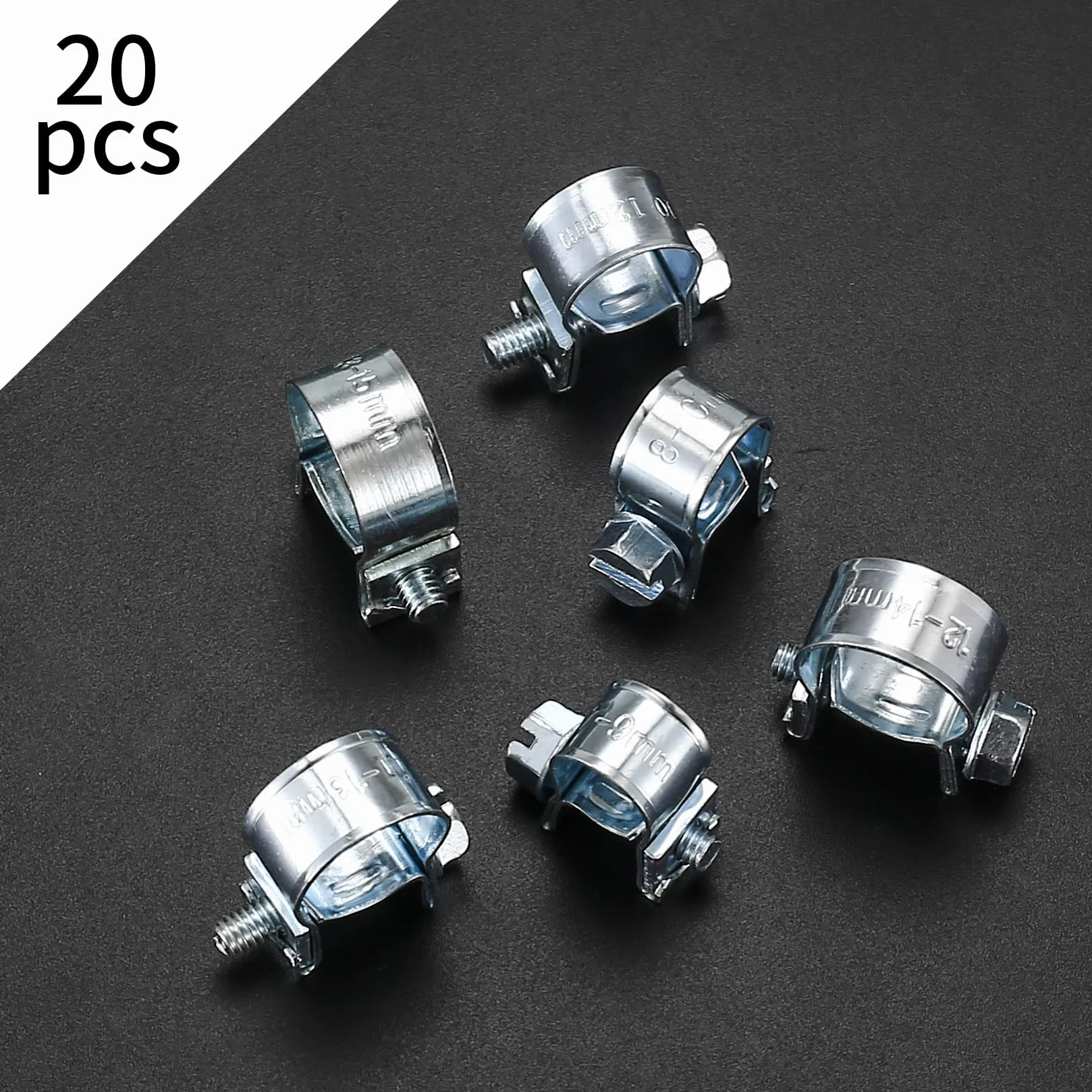 20 Pz Morsetti per Tubi Flessibili, Morsetti per Tubo ad Iniezione di Carburante, Mini Fascette Stringitubo Clip in Acciaio Inossidabile per Fissaggio di Tubo Benzina - 12-14 mm