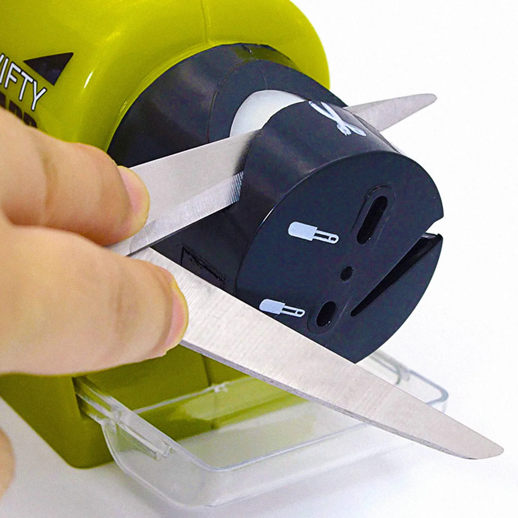 Retoo Affilacoltelli Elettrico per Coltelli e Forbici, Affilatura Grossa, Compatto, 4 Batterie AA