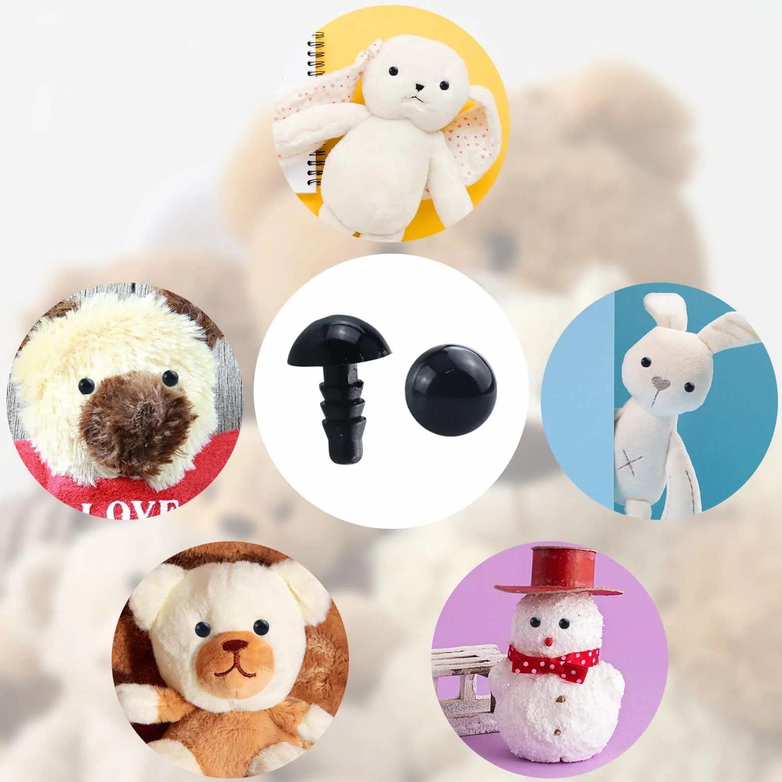 200 Tappi di Sicurezza da 6 a 12 mm, con Occhi di Sicurezza, per amigurumi, Giocattolo Fai da Te