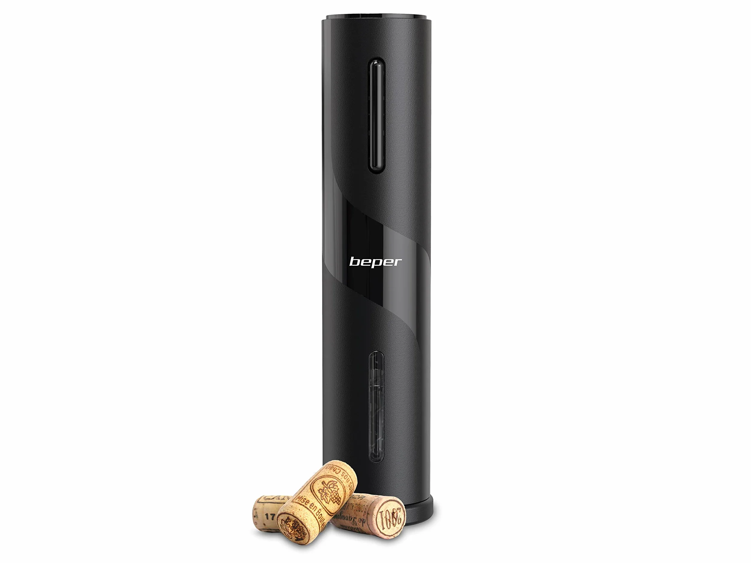 BEPER P102ACP100 Cavatappi Elettrico con Taglia Capsule per Bottiglie di Vino - Stappa Bottiglie Elettrico Ricaricabile con Cavo USB