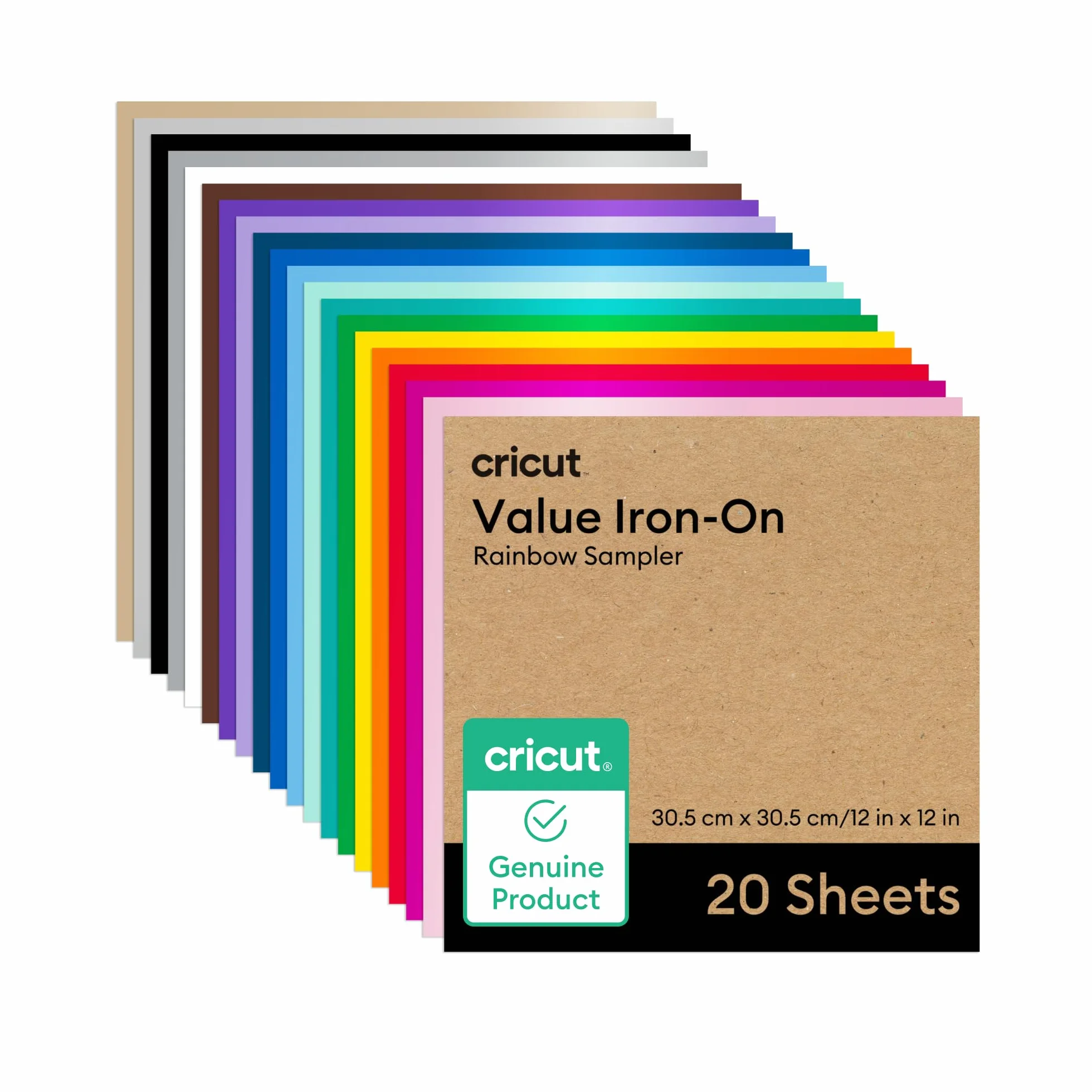 Thermocollant économique Cricut™, collection Rainbow – 30,5 cm נ30,5 cm (12 po נ12 po) (20 unités)