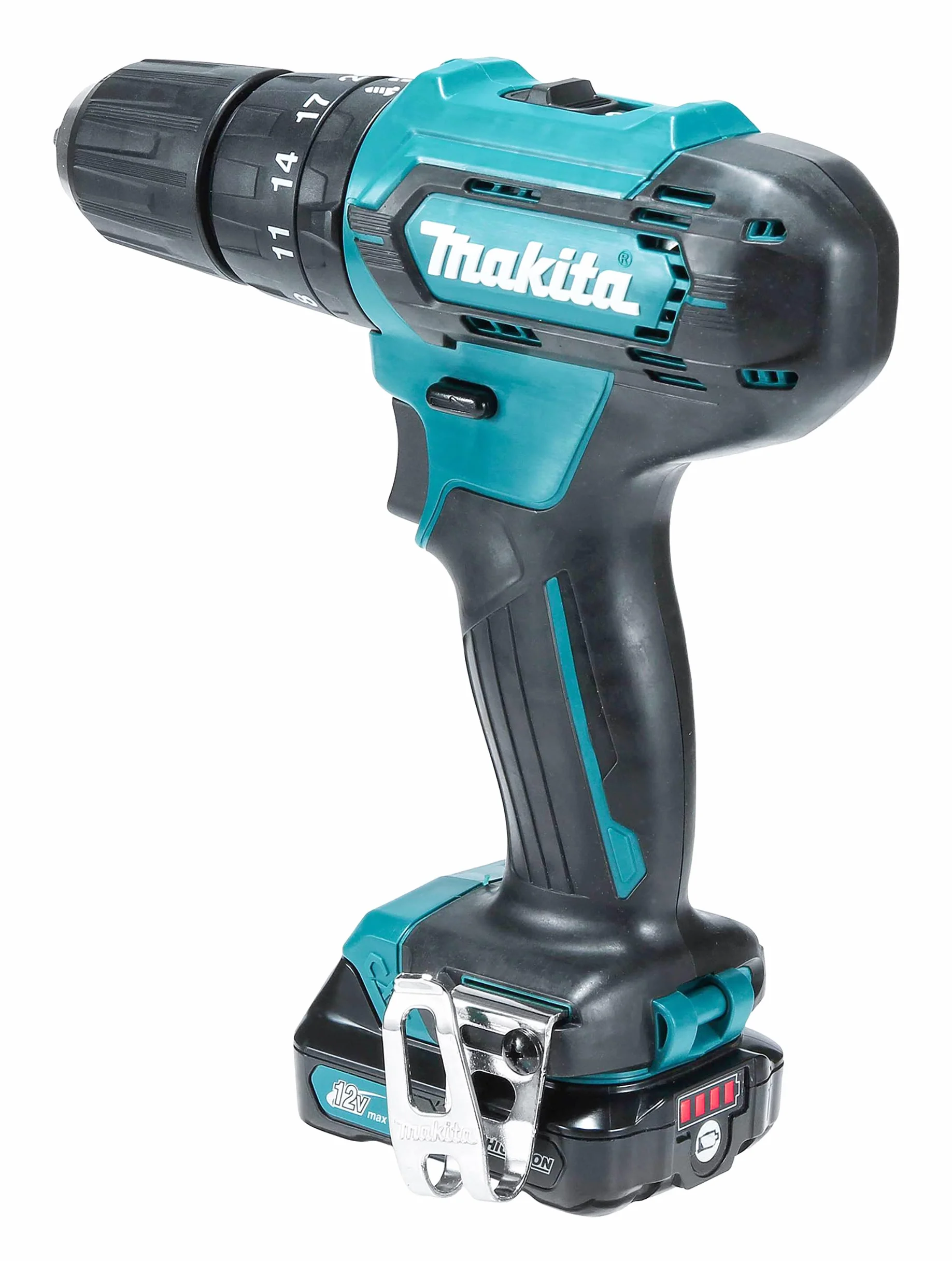 Makita HP333DSAX, trapano a percussione a batteria 12V max./2,0 Ah, 2 batterie + caricabatterie in valigetta