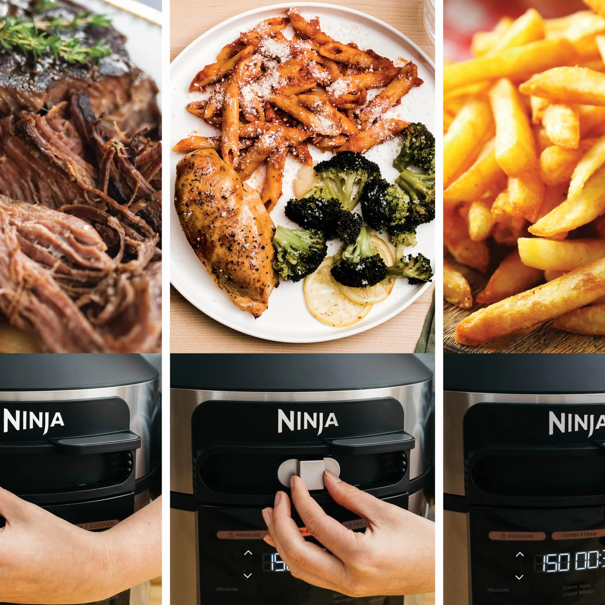 Ninja Foodi MAX Multicooker con Coperchio SmartLid e Sonda Digitale, 14 Funzioni, Cottura Intelligente, 7.5L, Pentola a Pressione, Friggitrice ad Aria, Cottura a Vapore, Griglia, Acciaio, OL750EU