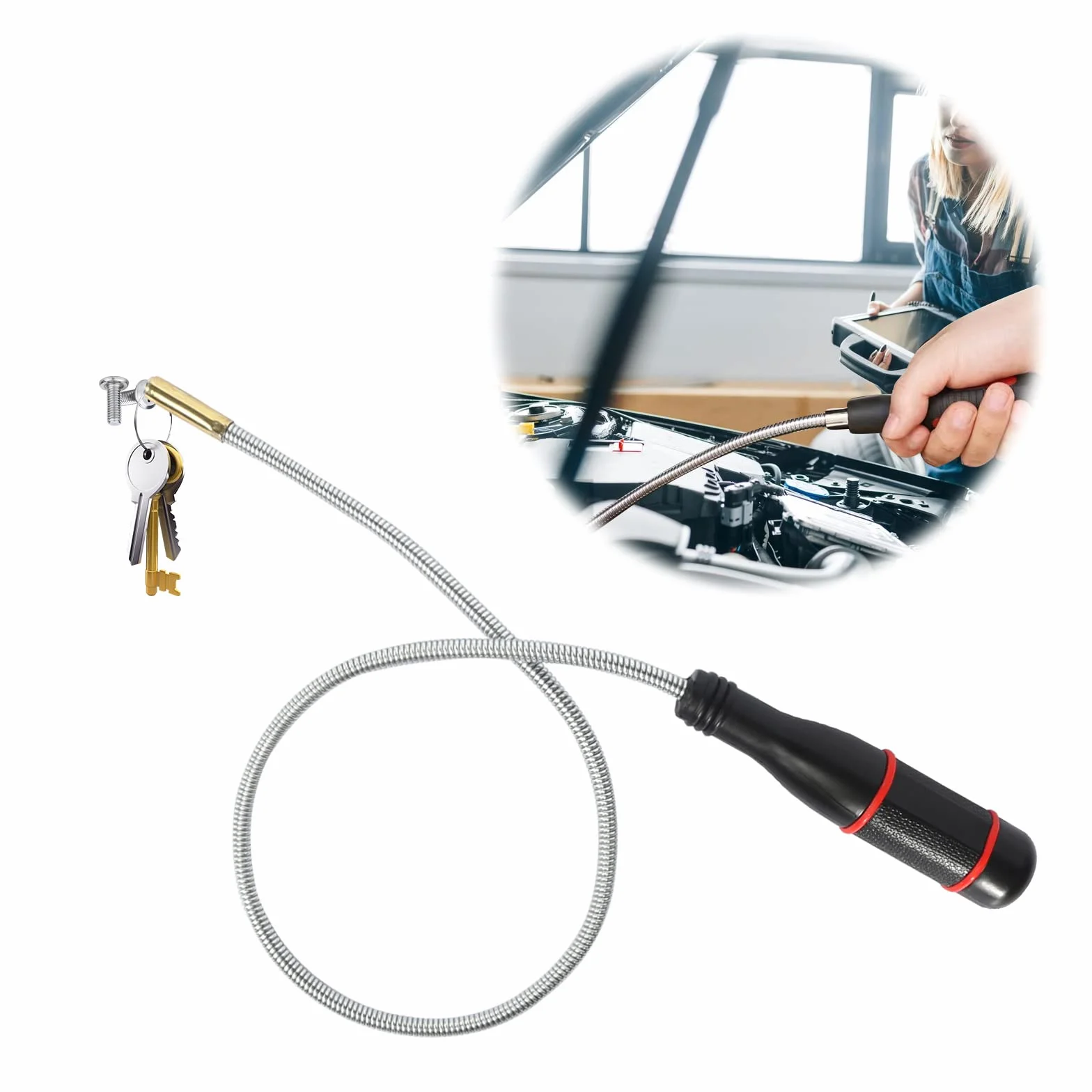 60CM Calamita Telescopica Sollevatore, Pinza magnetica Pieghevole Portatile, Forte Magnete a Barra Flessibile per la Raccolta di Piccole Parti Oggetti in Metallo