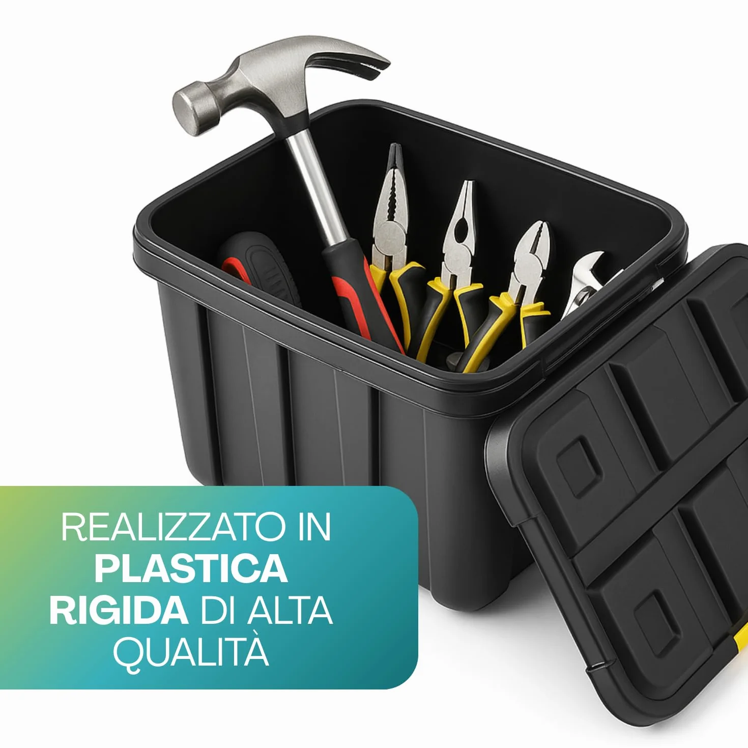 Paluplus Box Attrezzi con Ruote 79x52x52 cm 150 Litri Nero con Chiusura a Scatto -5940F-6,9