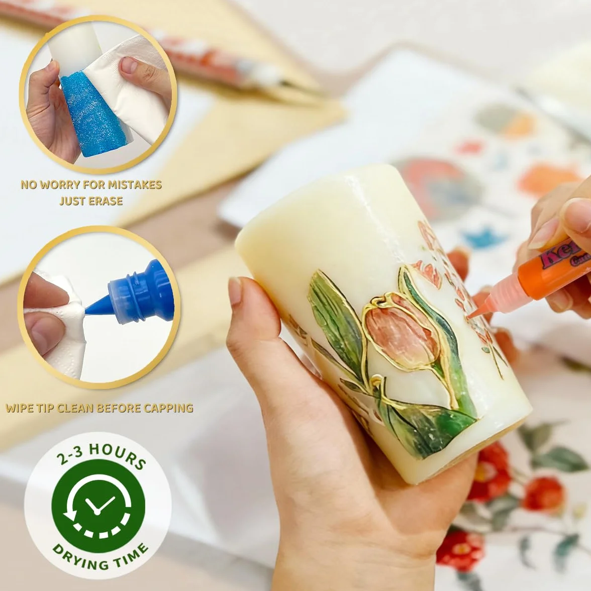 Set di pittura per candele 10 ml 24 colori con adesivi e strumenti