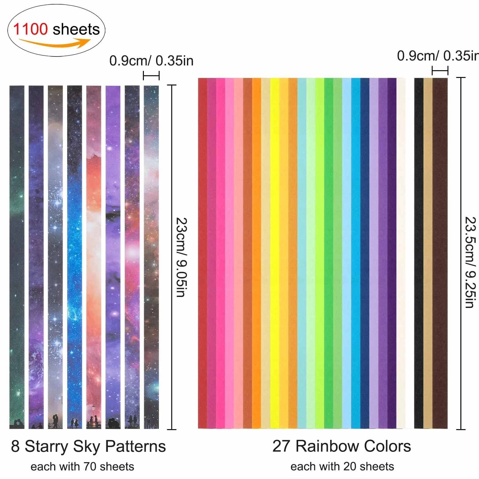 Carta per Stelle Origami Modello Cielo Stellato Arcobaleno 1100 Fogli