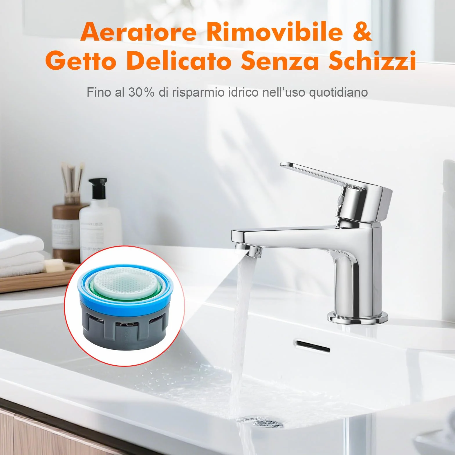 Ibergrif Rubinetto Monocomando per Lavabo da Bagno, Design Compatto e Moderno, Miscelatore a Risparmio Idrico in Ottone Cromato, Facile Installazione, Modello M11057