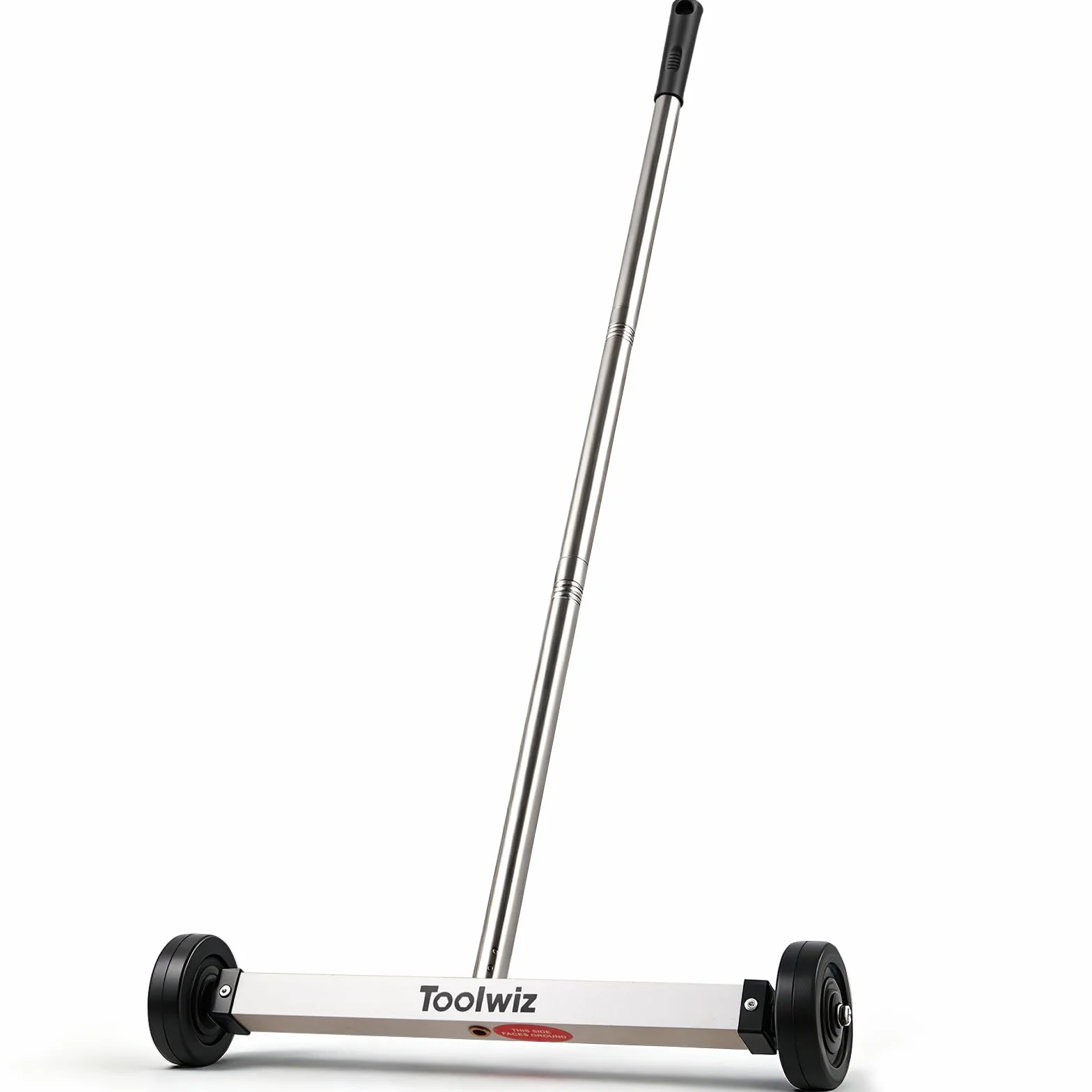 Toolwiz Spazzatrice Magnetica Compatta 38,1 cm - Attrezzo da Copertura per Giardino Strumento multifunzione 4,5 kg con manico telescopico e ruote per raccogliere chiodi
