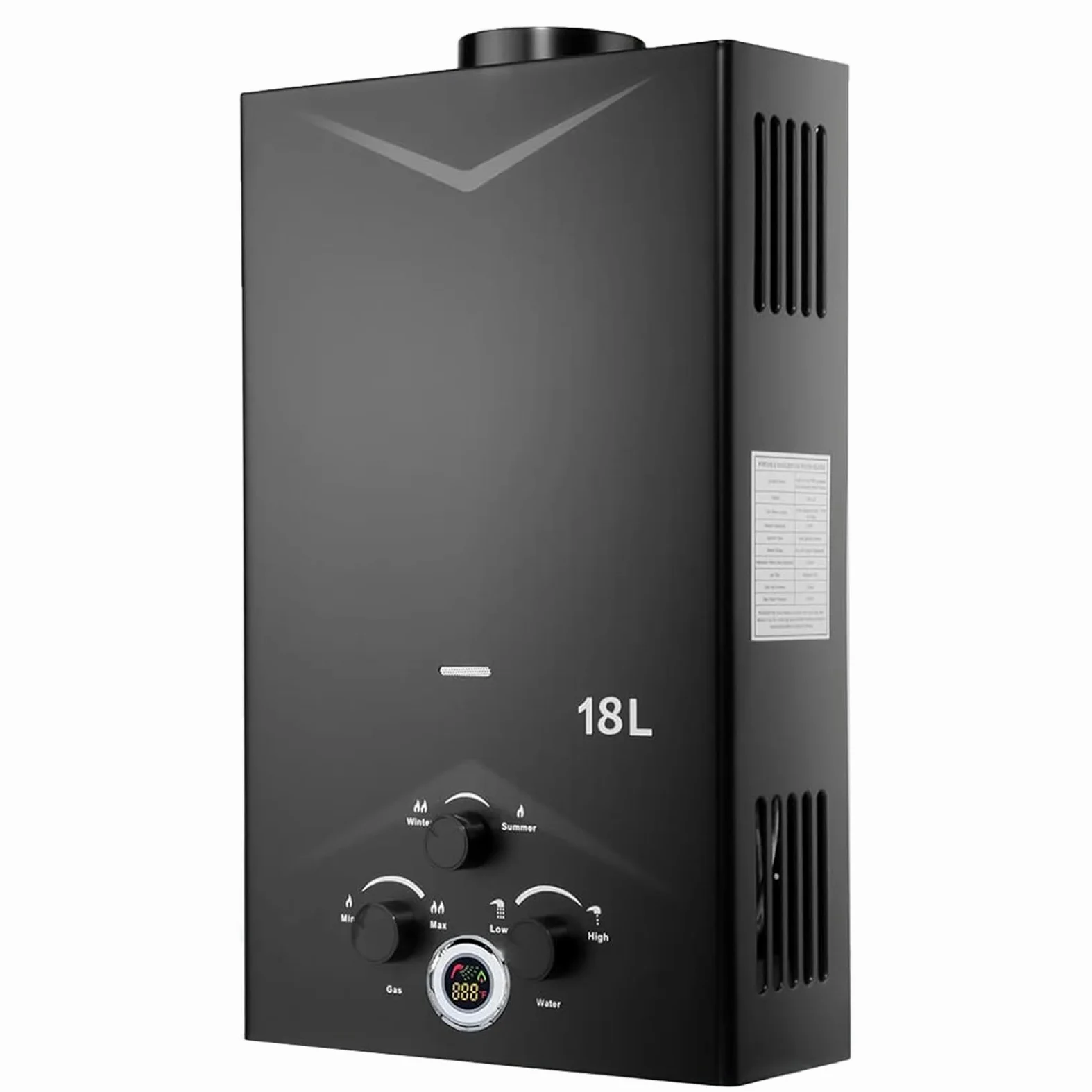 Scaldabagno a Gas 18L, All'aperto Portatile Scaldabagno Istantaneo a Propano Con Display Digitale Multi-Protezione Parete senza Serbatoio Scaldacqua Istantaneo Automatico
