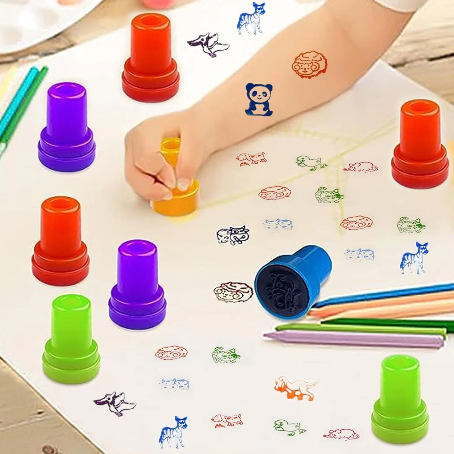 40 Pezzi Timbri Autoinchiostranti per Bambini,Cartoni Animati Kit Set di Strumenti Auto Inchiostrazione Timbri, Adatto per Ricompense Scolastiche, Compleanno e Natale, Scrapbooking e Album