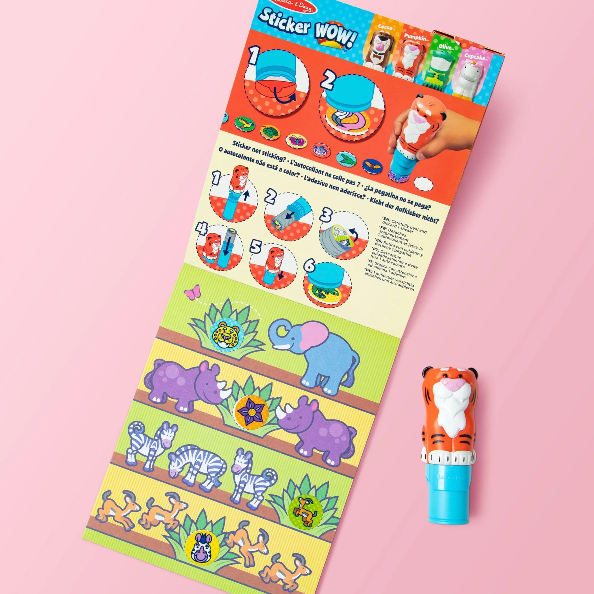 Melissa & Doug Sticker WOW! Timbratore di Adesivi e Blocco Attività di 24 Pagine con 300 Adesivi - Tigre, Gioco Educativo per Lavoretti Artistici, Bambini, 3+ Anni - Certificati FSC