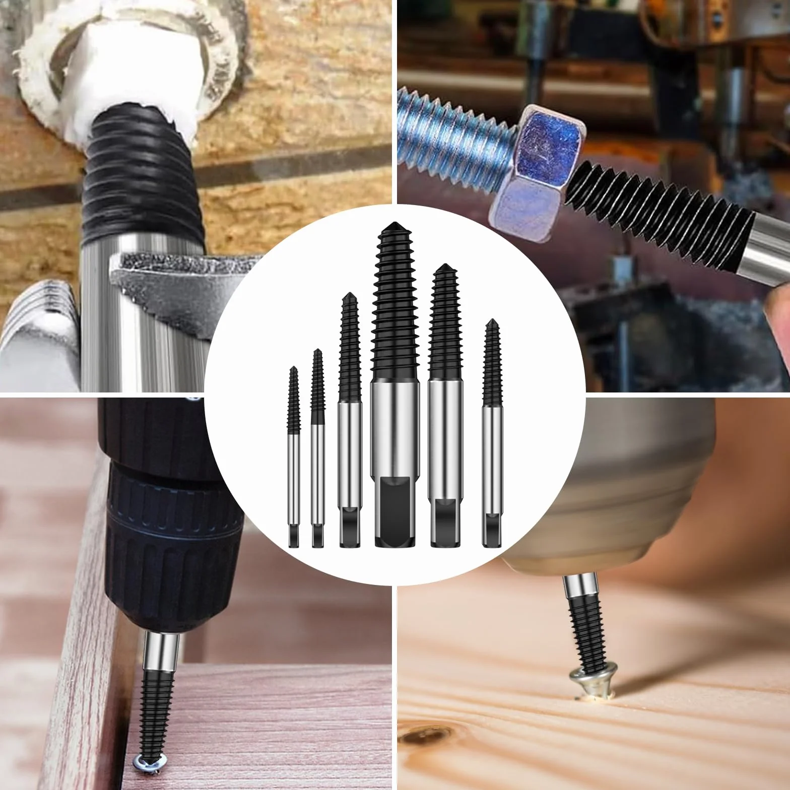 Lixiluxia 6 Pezzi Estrattore Viti Danneggiate, Estrattori Per Viti Spanate, Screw Extractor, Estrattori Sinistro, per Rimuovere Tubi danneggiati, er Prigioniere, Bulloni, Bloccate, Spanate, 4-25 mm