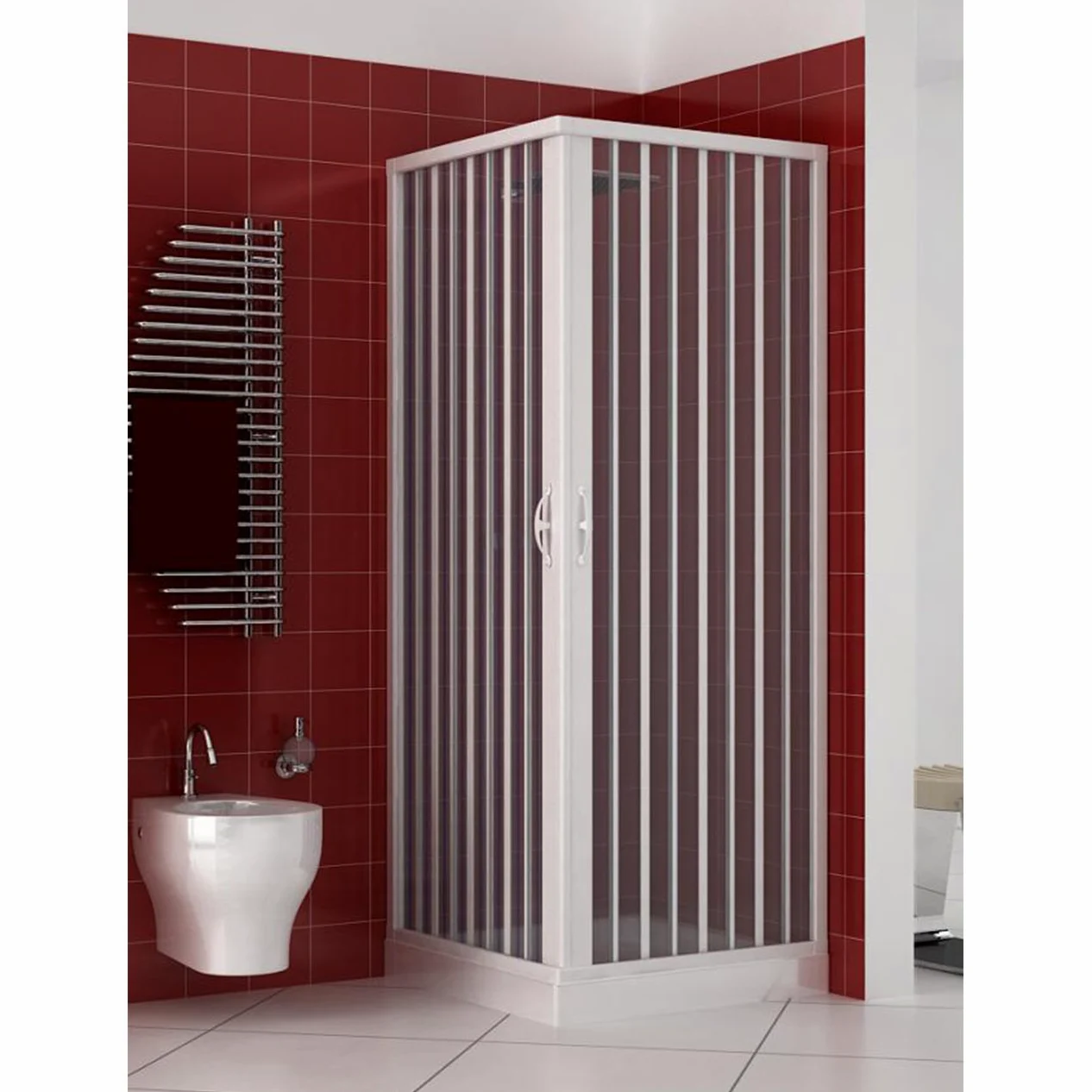 Rollplast BLUN2CONCC28080100 Box doccia a soffietto, dim. 80 x 100 x H 185 cm, in PVC, a due lati, due ante, con apertura angolare., Bianco