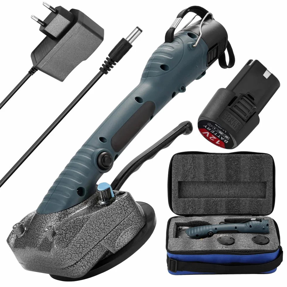 Weytoll Vibratori per Piastrelle a Batteria 45kg, 10 marce di frequenza regolabili per la posa di piastrelle a parete 100 x 100 mm (2 batterie)