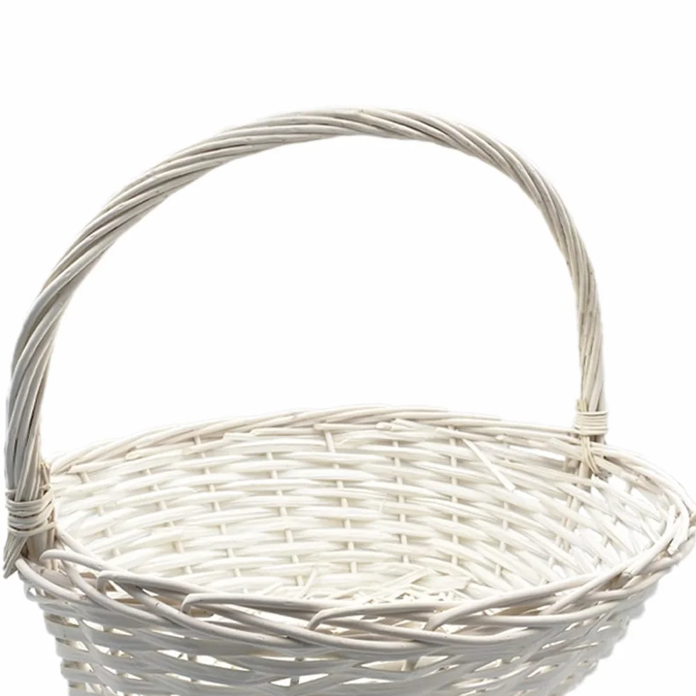Virsus Set 2 Cesti in Vimini Bianchi 823, misure 47x38x39 cm e 54x47x44 cm, Cesto intrecciato con Manico, Cestini Portaoggetti, Cesti Decorativi Regalo per Feste, per Bomboniere
