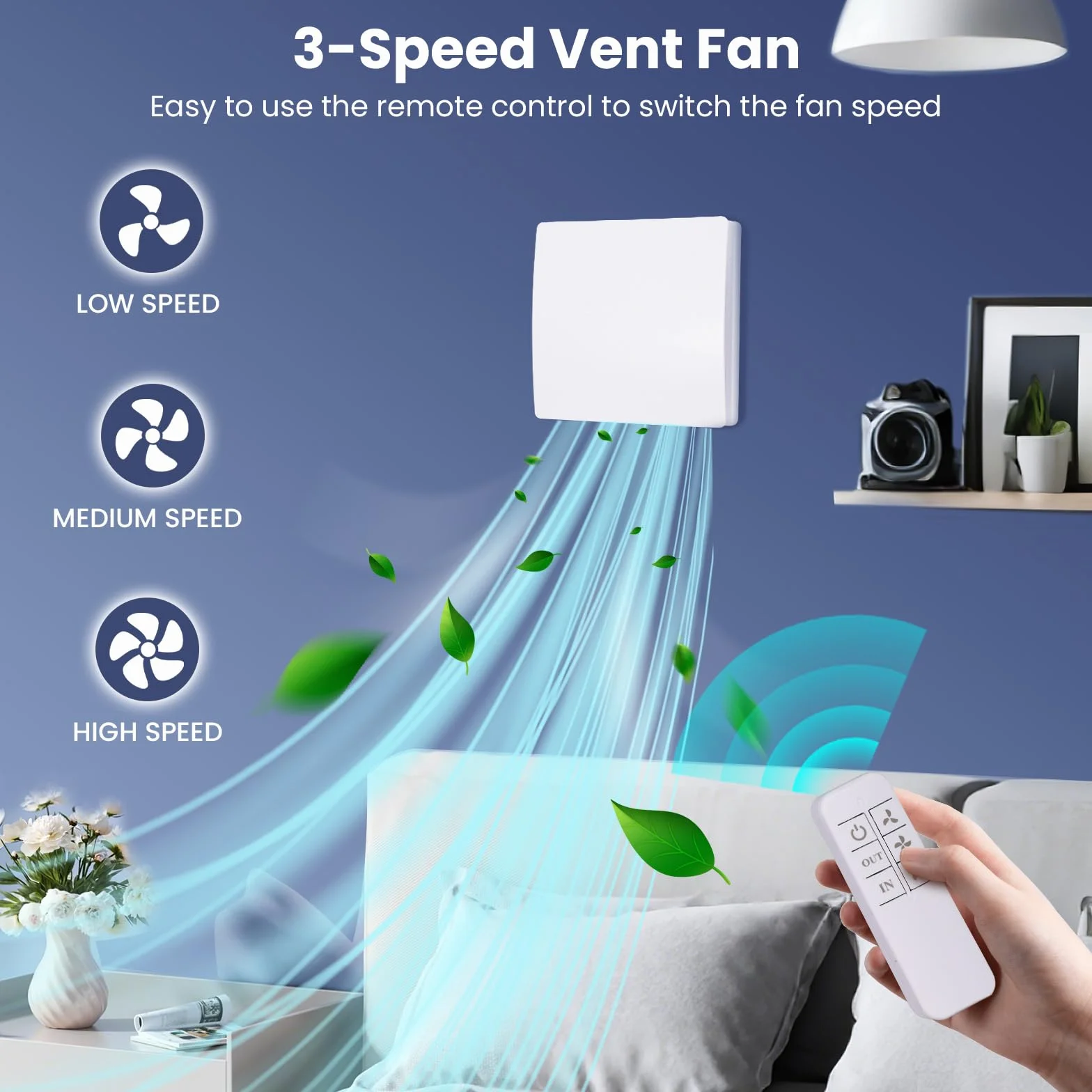 Estrattore d'aria Igroregolabile, estrattore d'aria da bagno ignorabile silenzioso, 100 mm, 2 direzioni e 3 velocità, Vmc Bagno per ventilazione in e WC